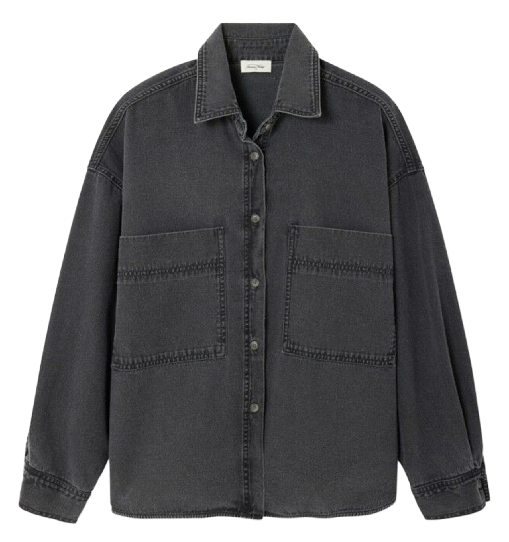 Ruime denim blouse met knoopsluiting AMERICAN VINTAGE Zwart