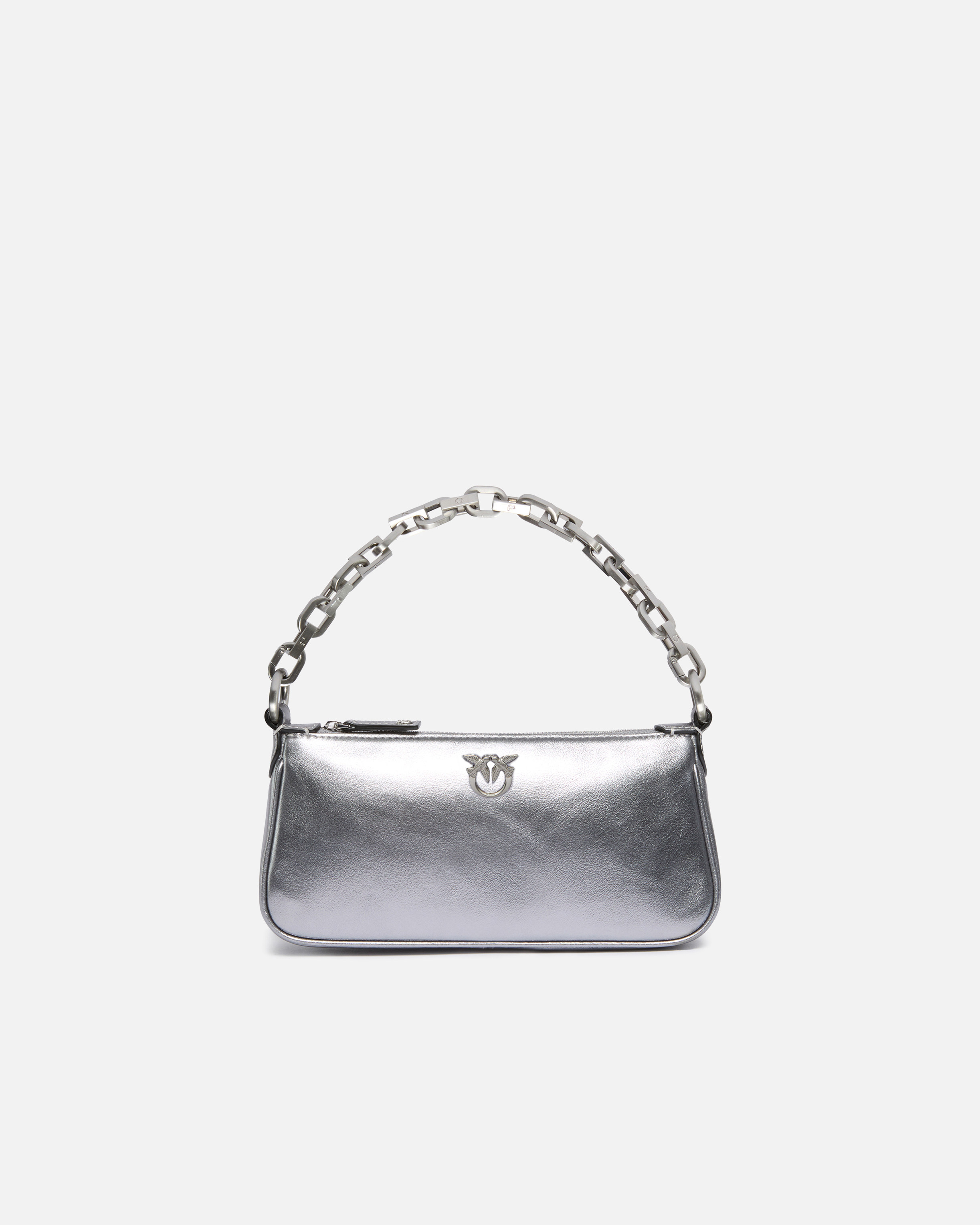 Small handbag mini half moon baguette in lame suede PINKO Silver