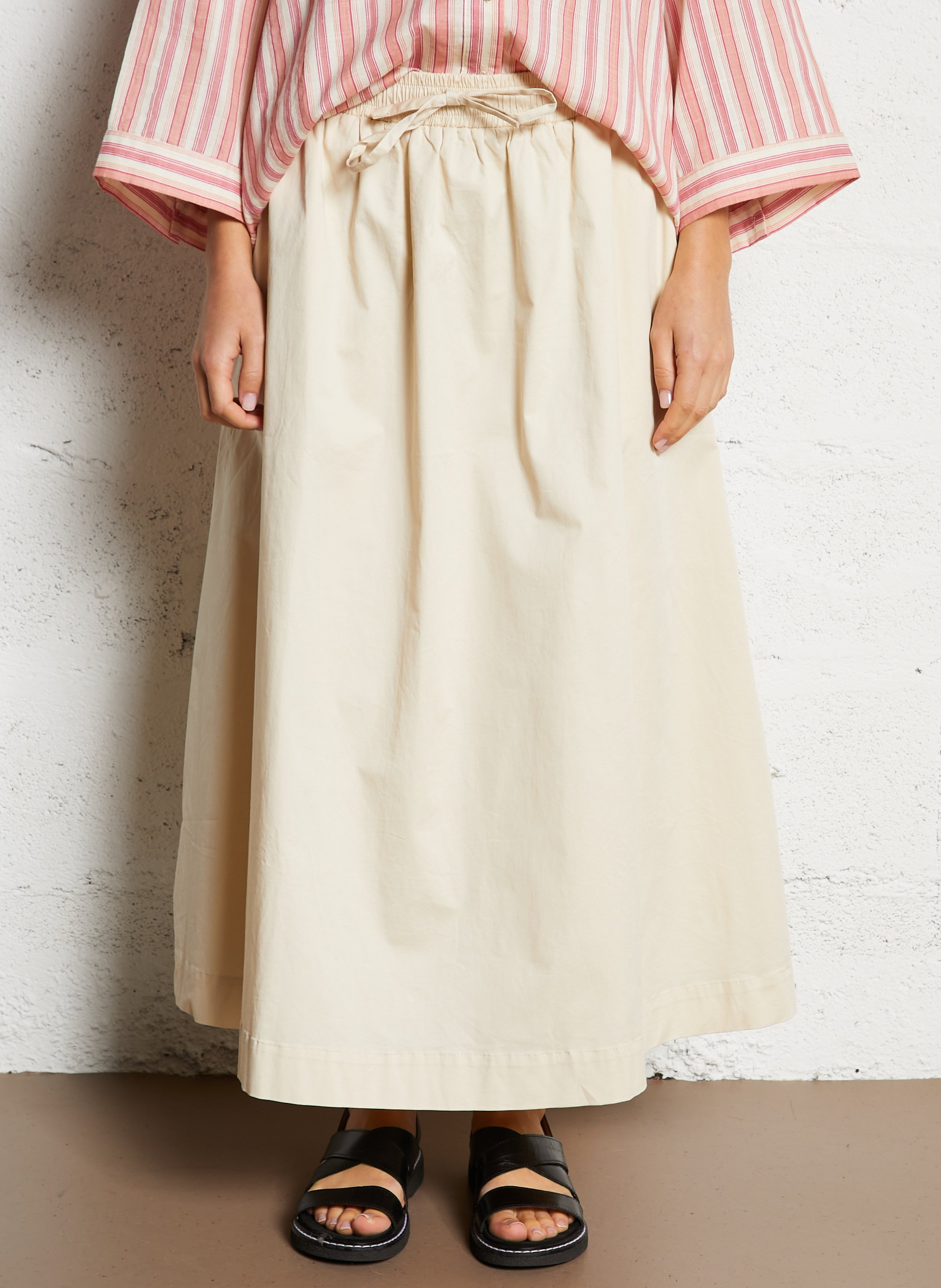 A-line cotton-blend midi skirt JC SOPHIE Beige