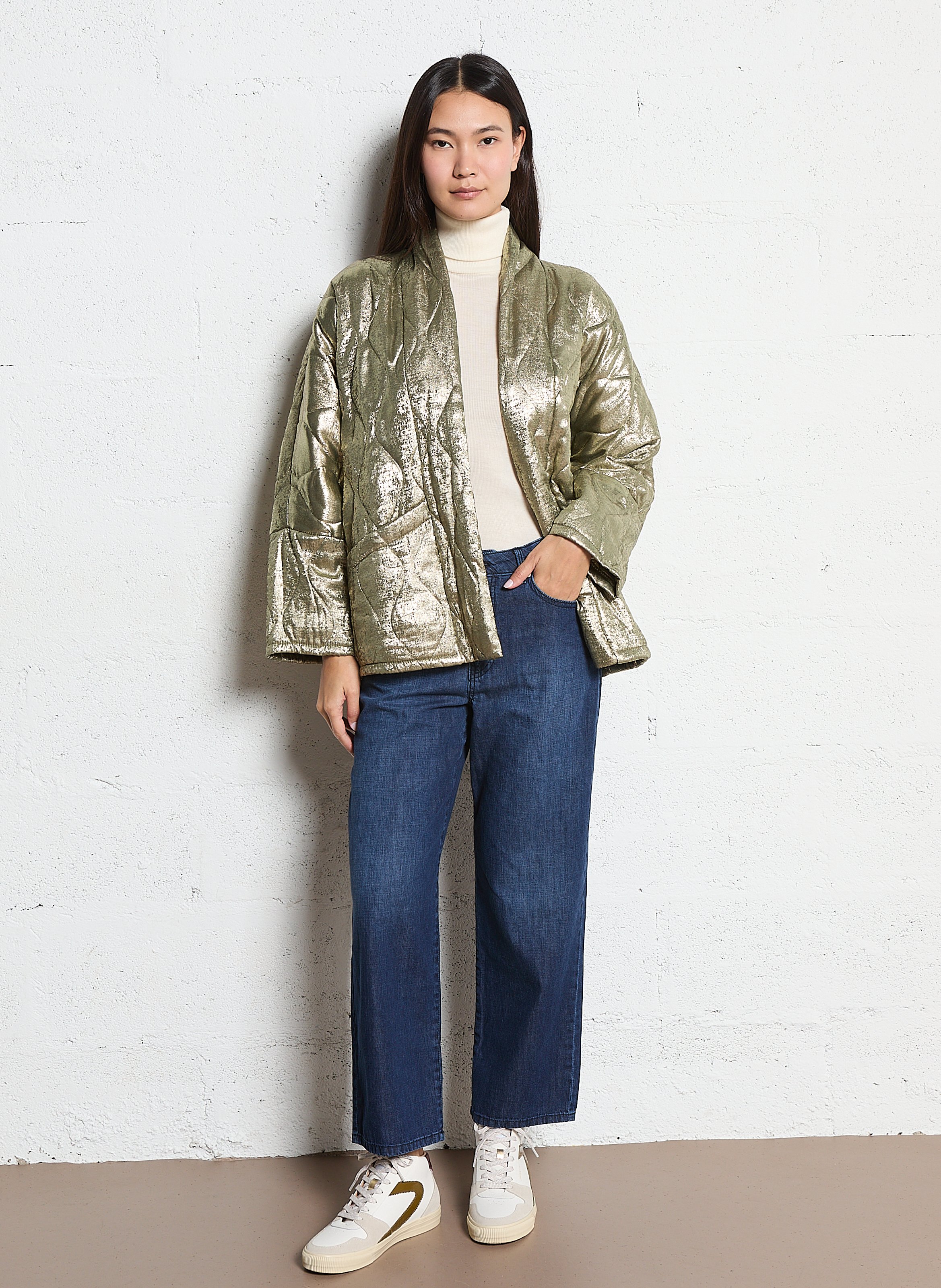 Oversize Metallic Jacket AOKYANOS Khaki