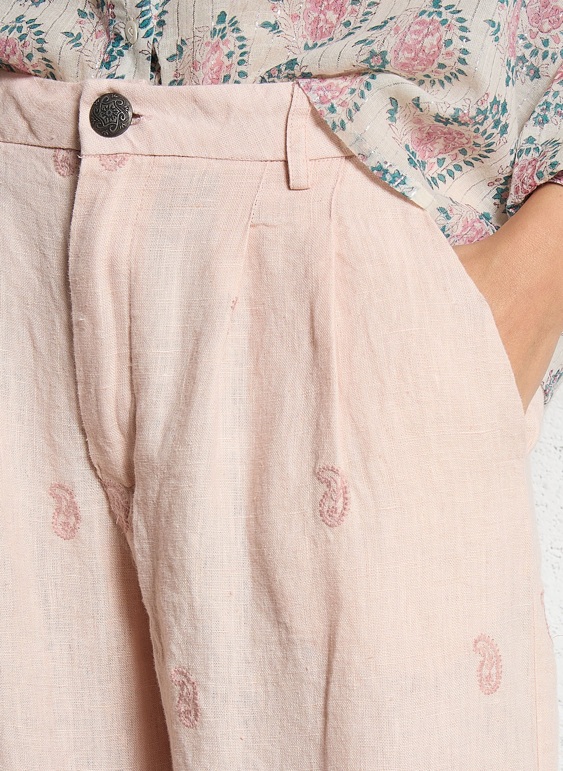 Gerade Hose mit bestickten Mustern MAISON HOTEL Rosa