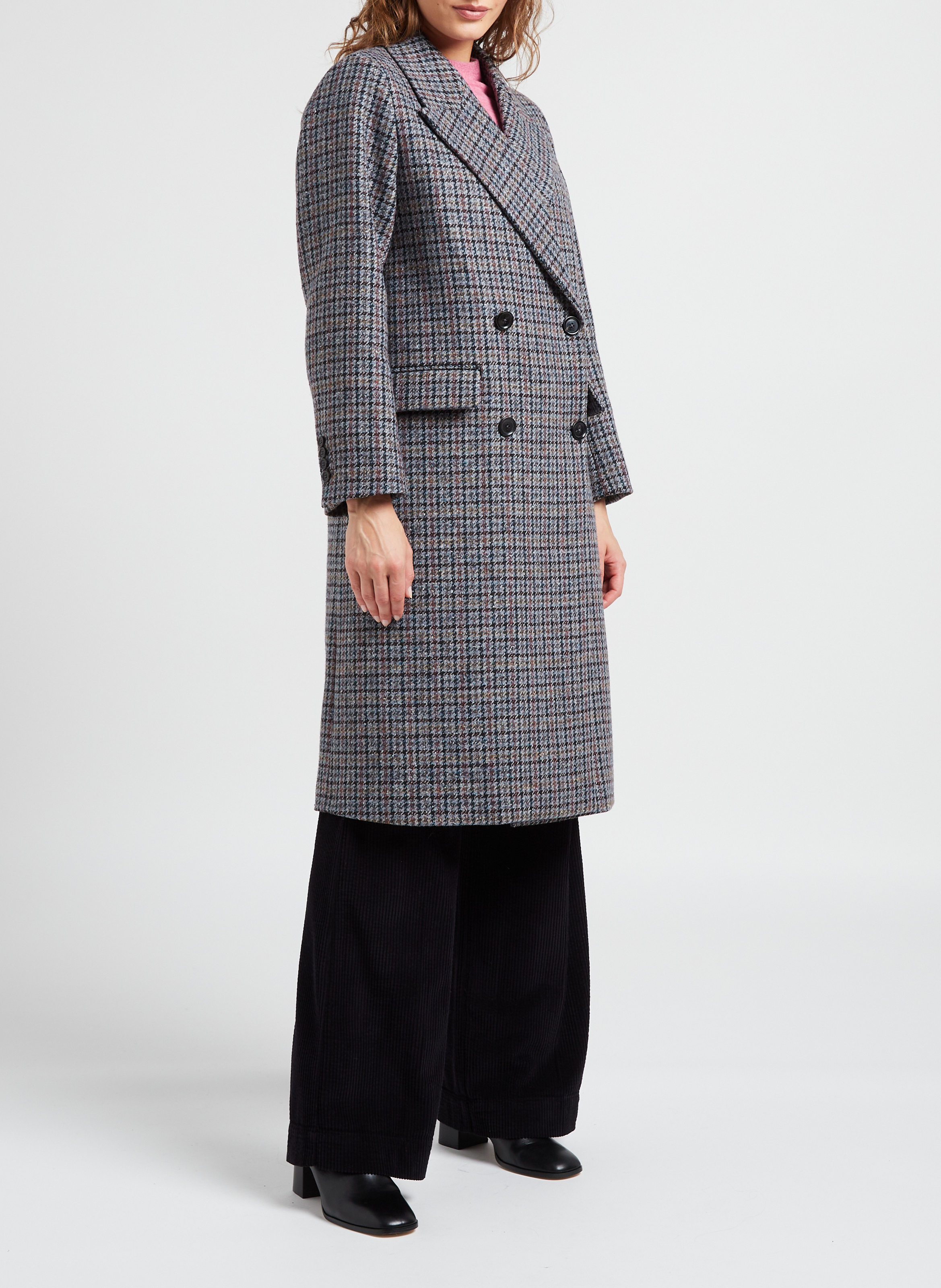 Langer Karomantel aus Wollmix mit Reverskragen PAUL AND JOE Blau