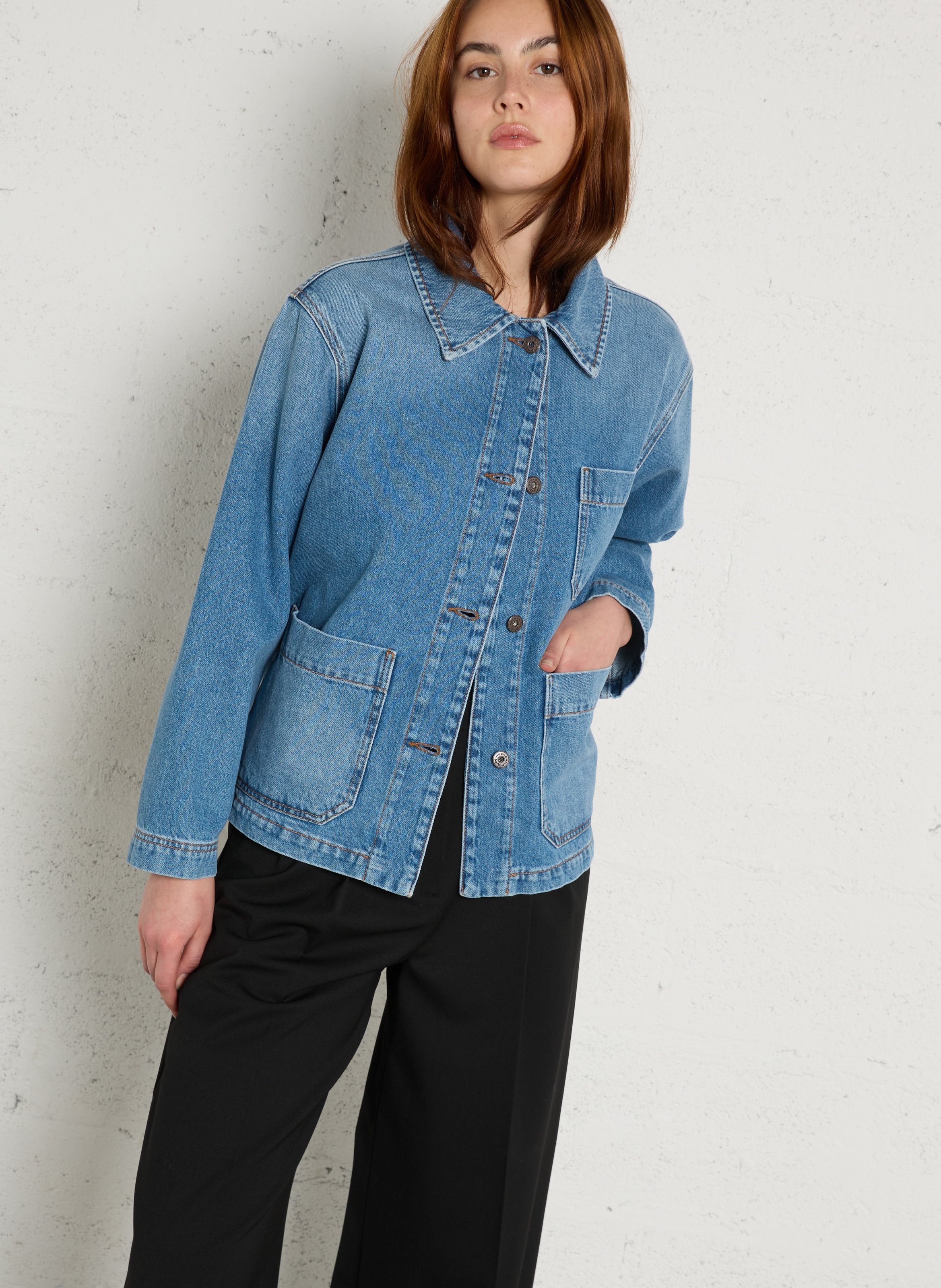 Veste droite boutonnée en jean MAX MARA WEEK END Bleu