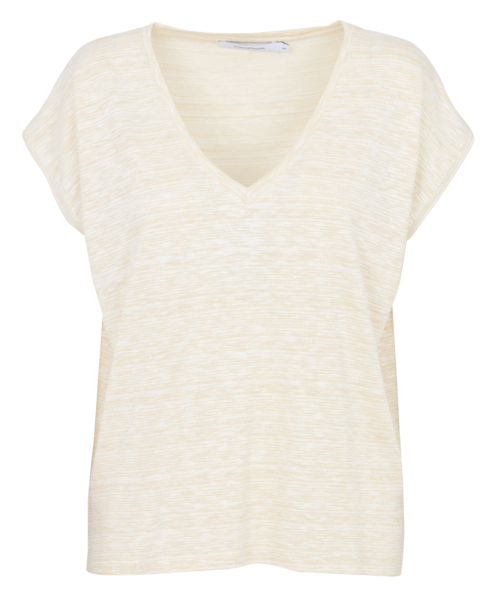T-shirt met V-hals, korte mouwen en glittereffect LA FEE MARABOUTEE