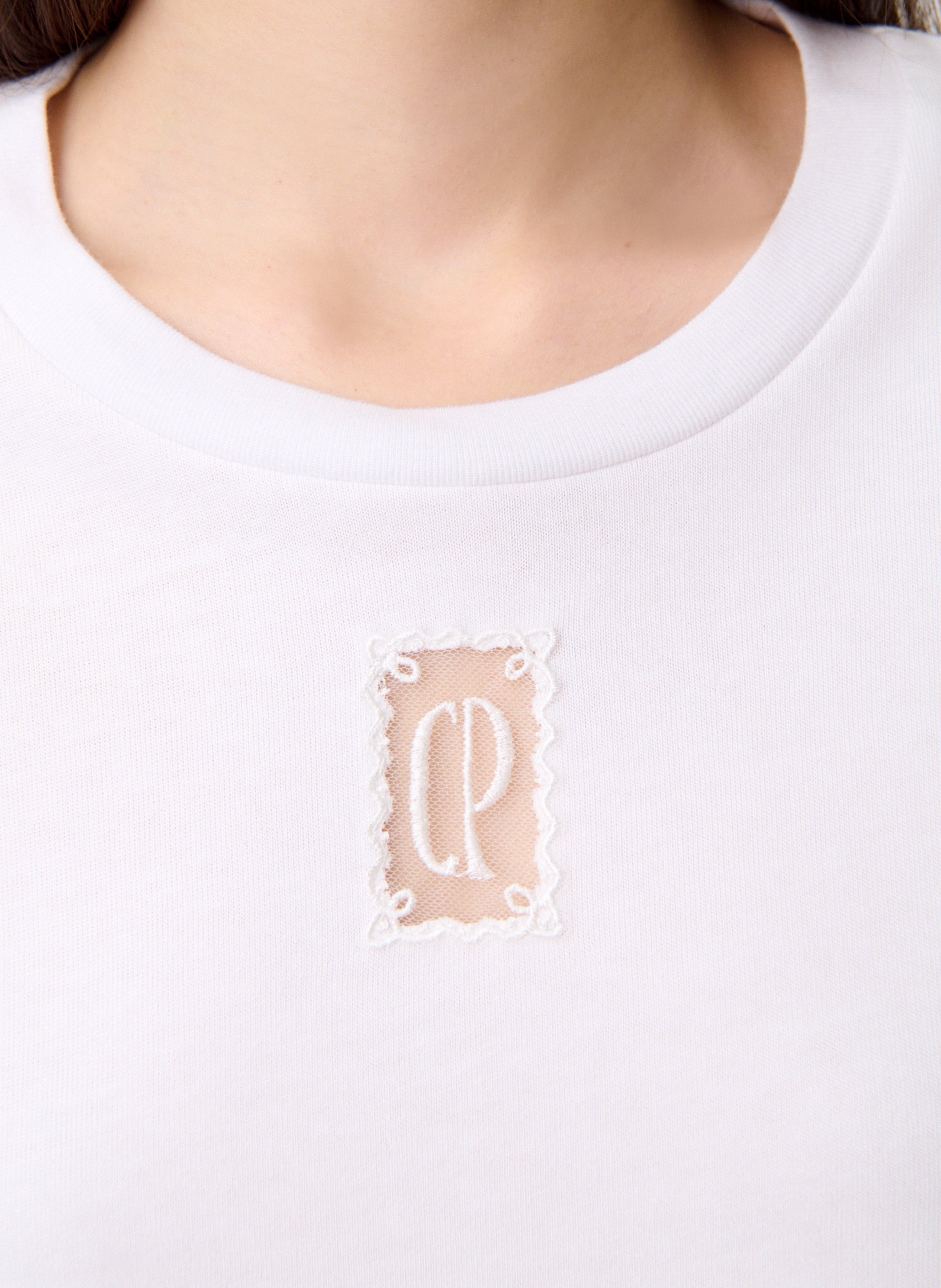 Tee-shirt col rond en coton CLAUDIE PIERLOT Beige