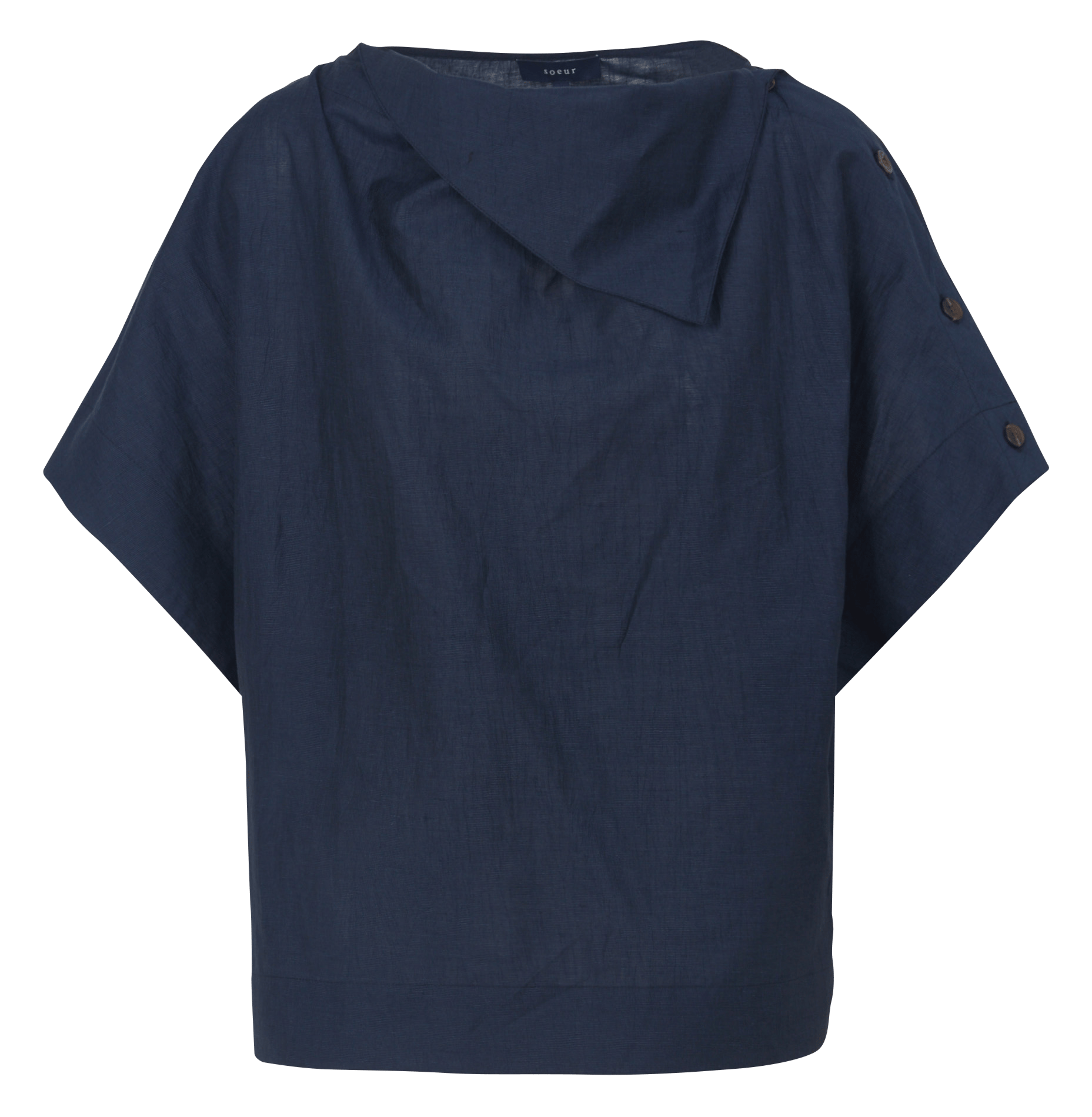 Oversized blouse in blended linen and organic cotton. SOEUR Blauw