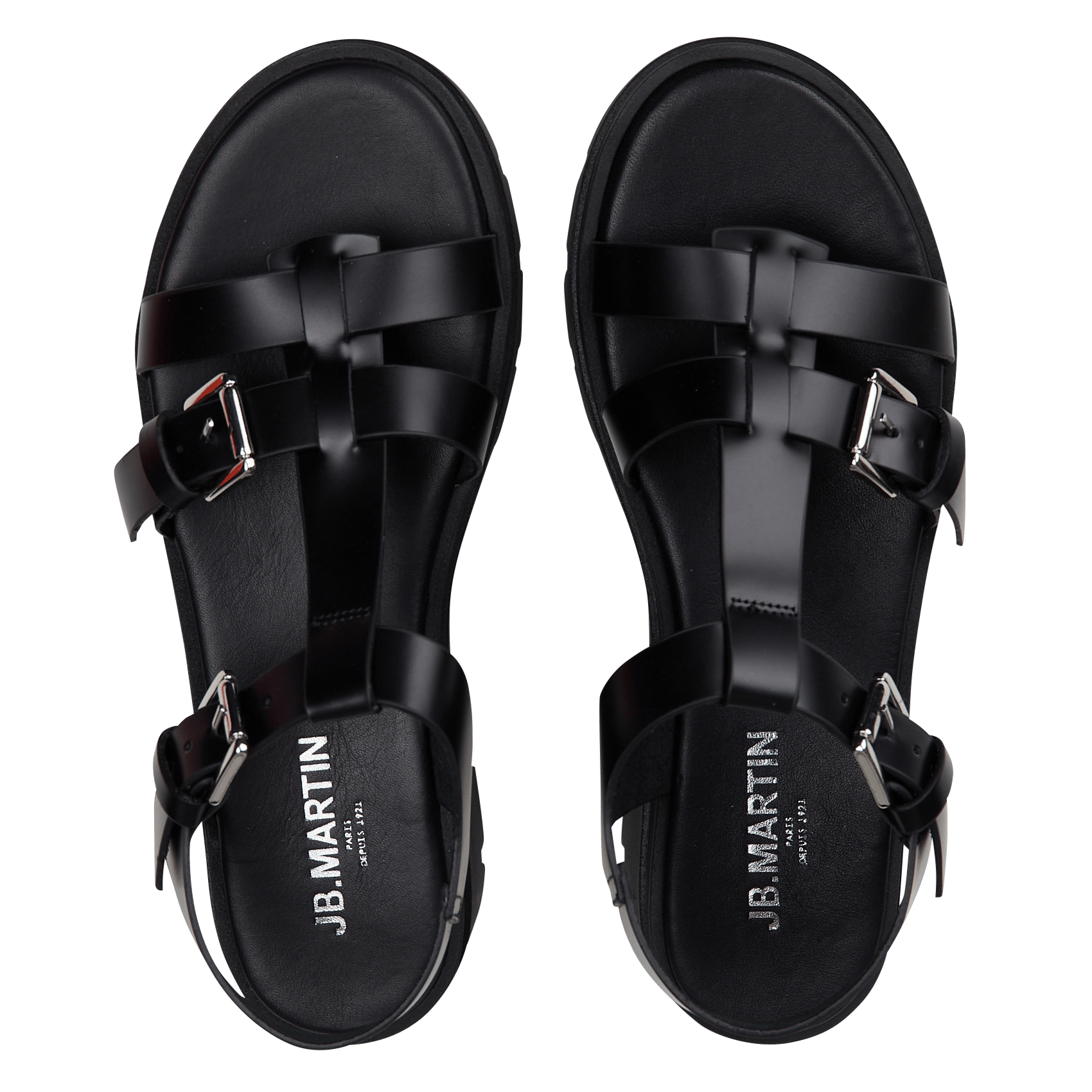 Sandales à brides en cuir  Noir