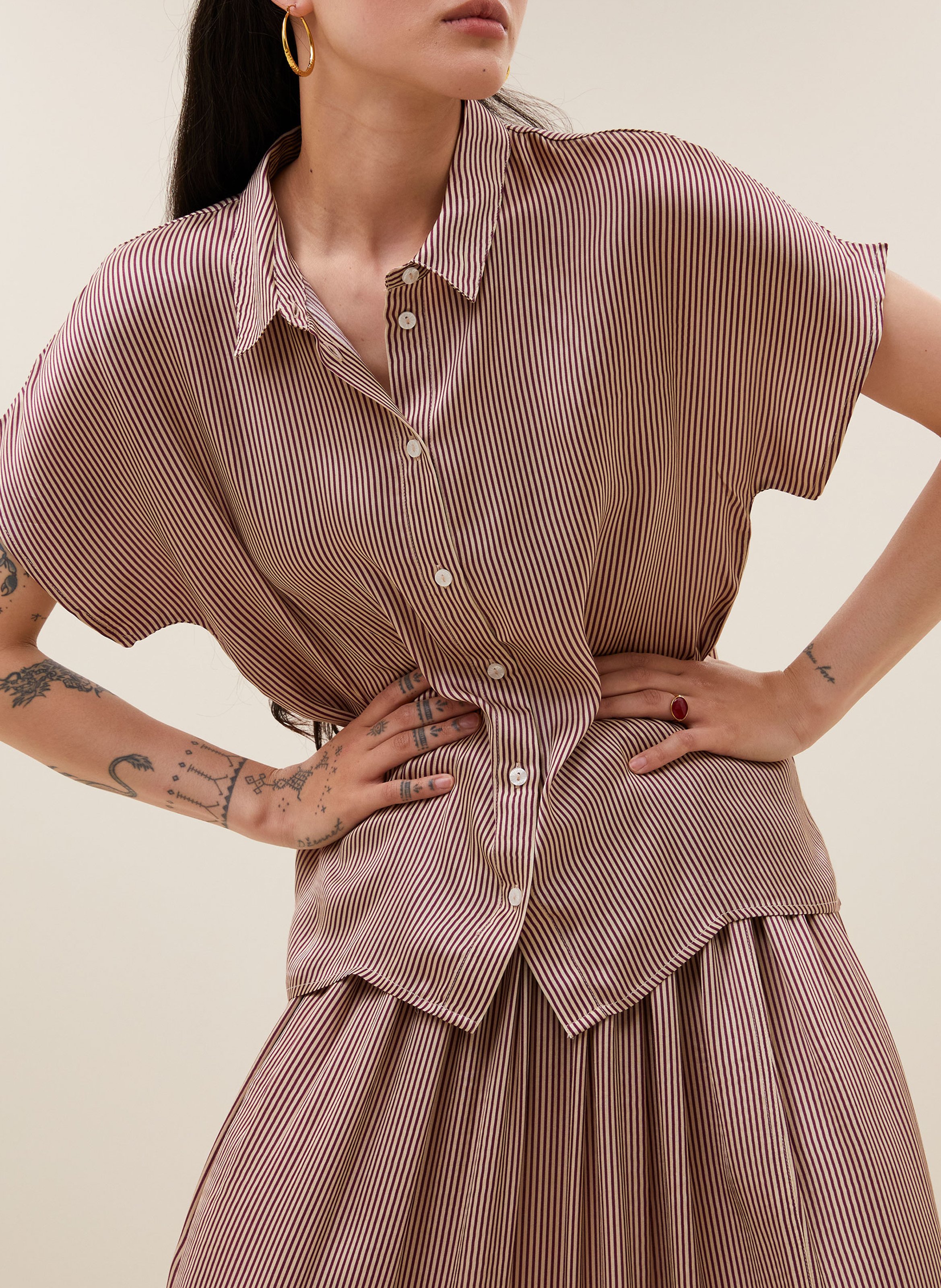 Oversize Bluse aus bestickter Baumwolle BY BAR Rot