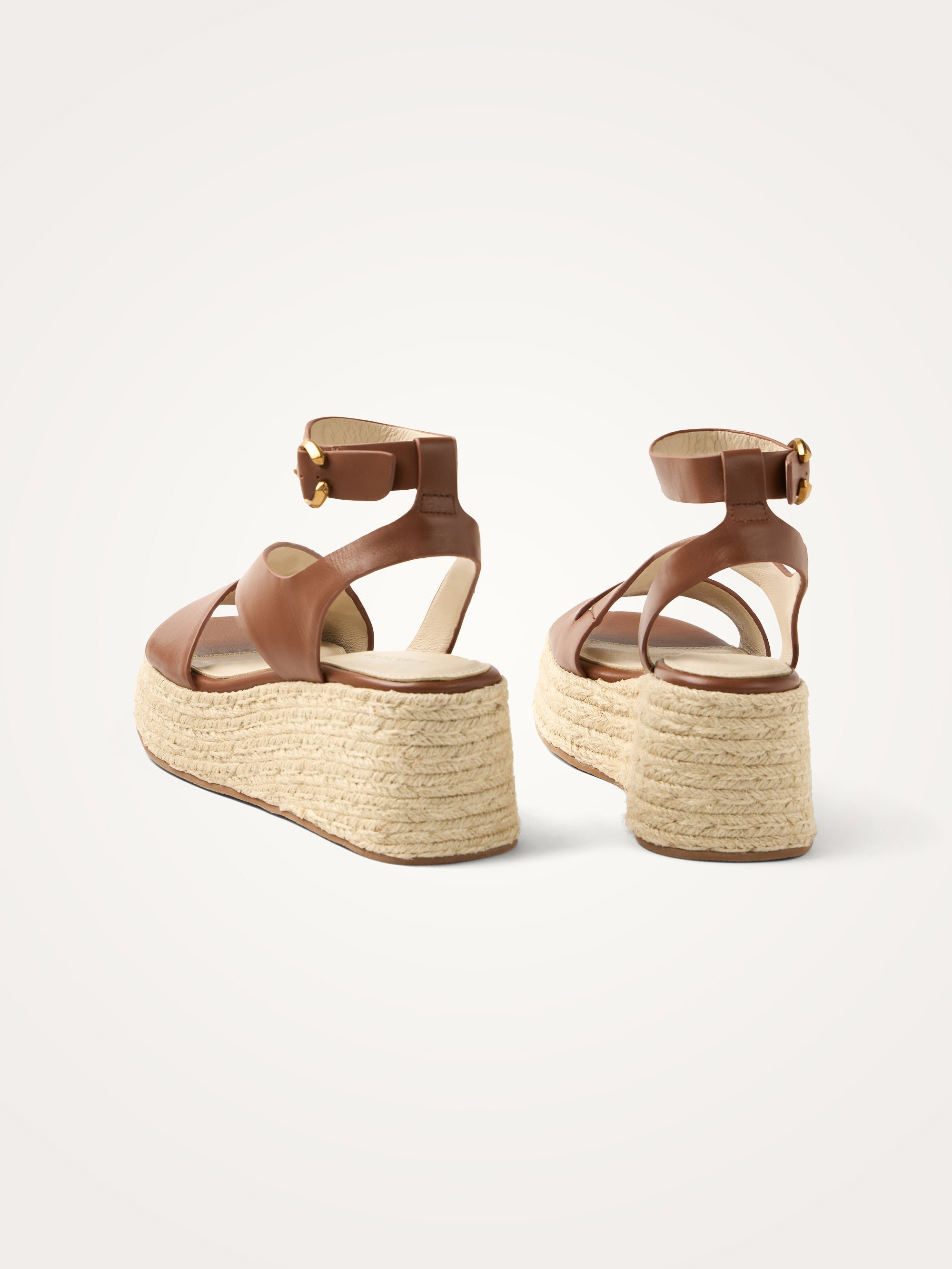 Platform sandals in metallic effect leather with strap VANESSA WU Brown