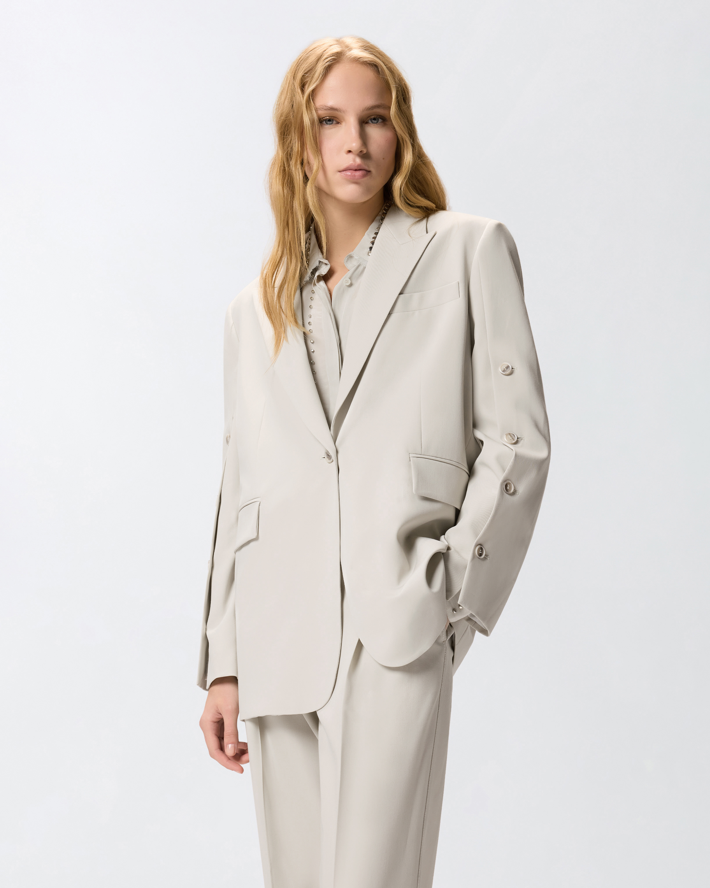 Veste fluide fendue PINKO Gris