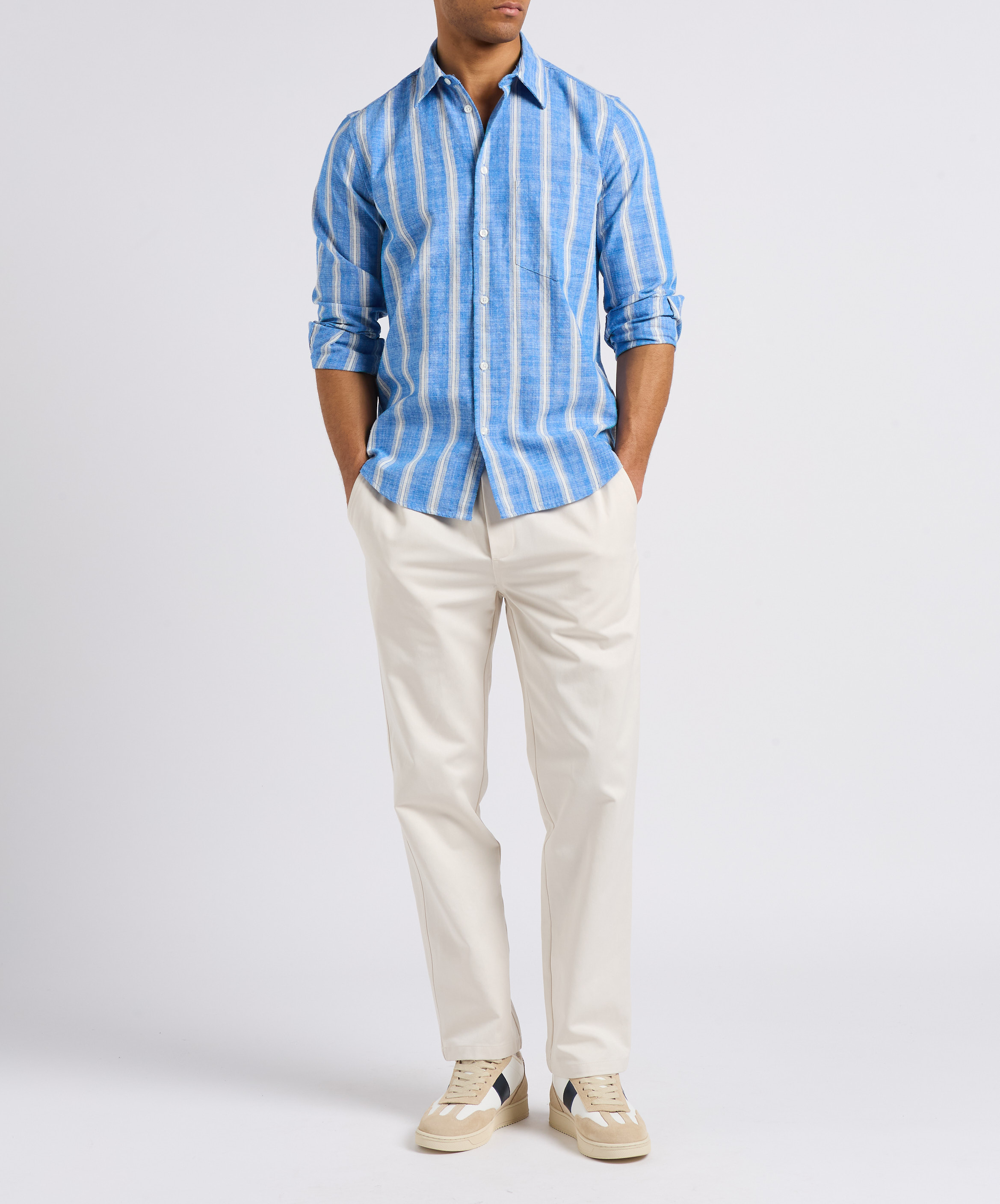 Straight-leg organic cotton-blend pants SAMSOE SAMSOE White