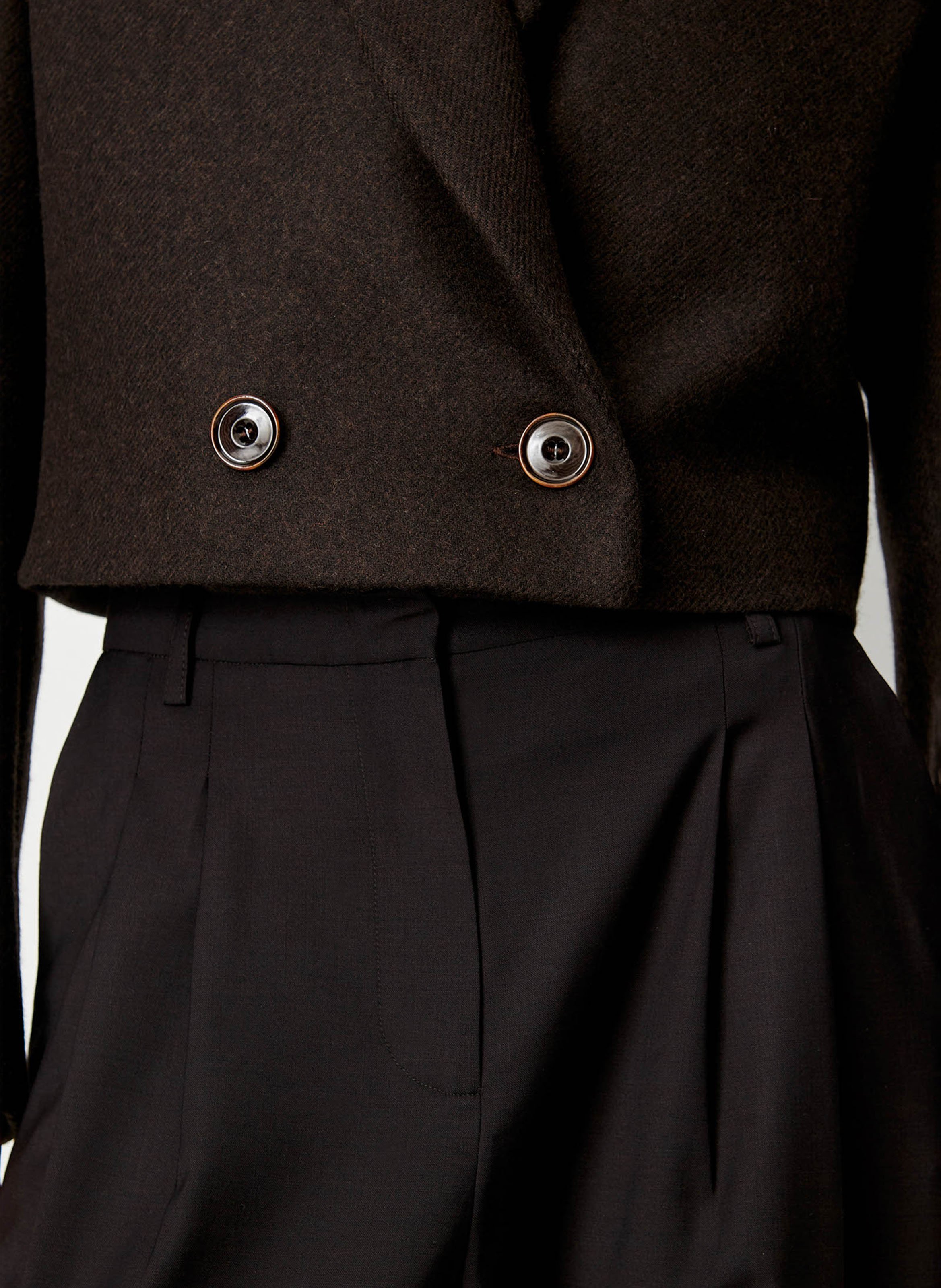 Veste col tailleur en laine mélangée SESSUN Marron