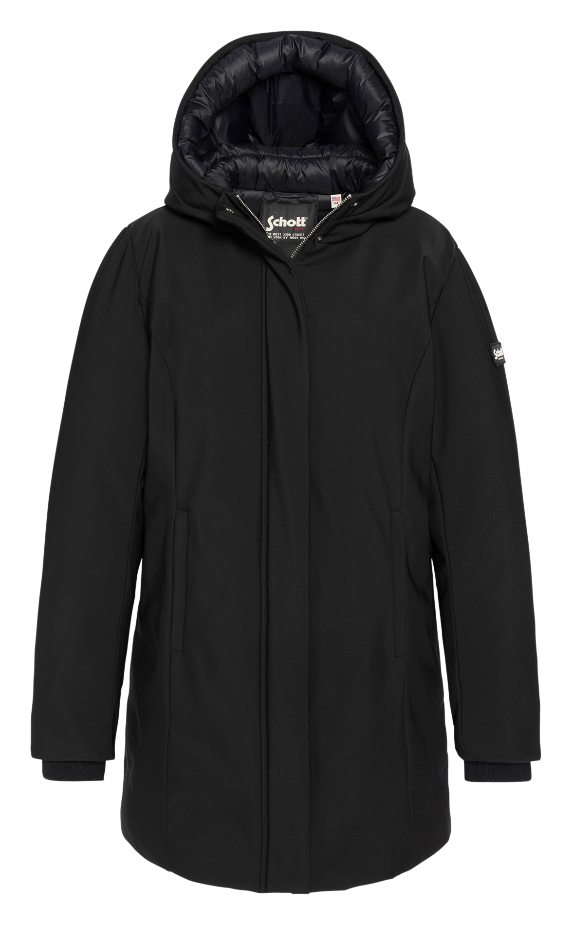 Parka droite col à capuche SCHOTT Noir