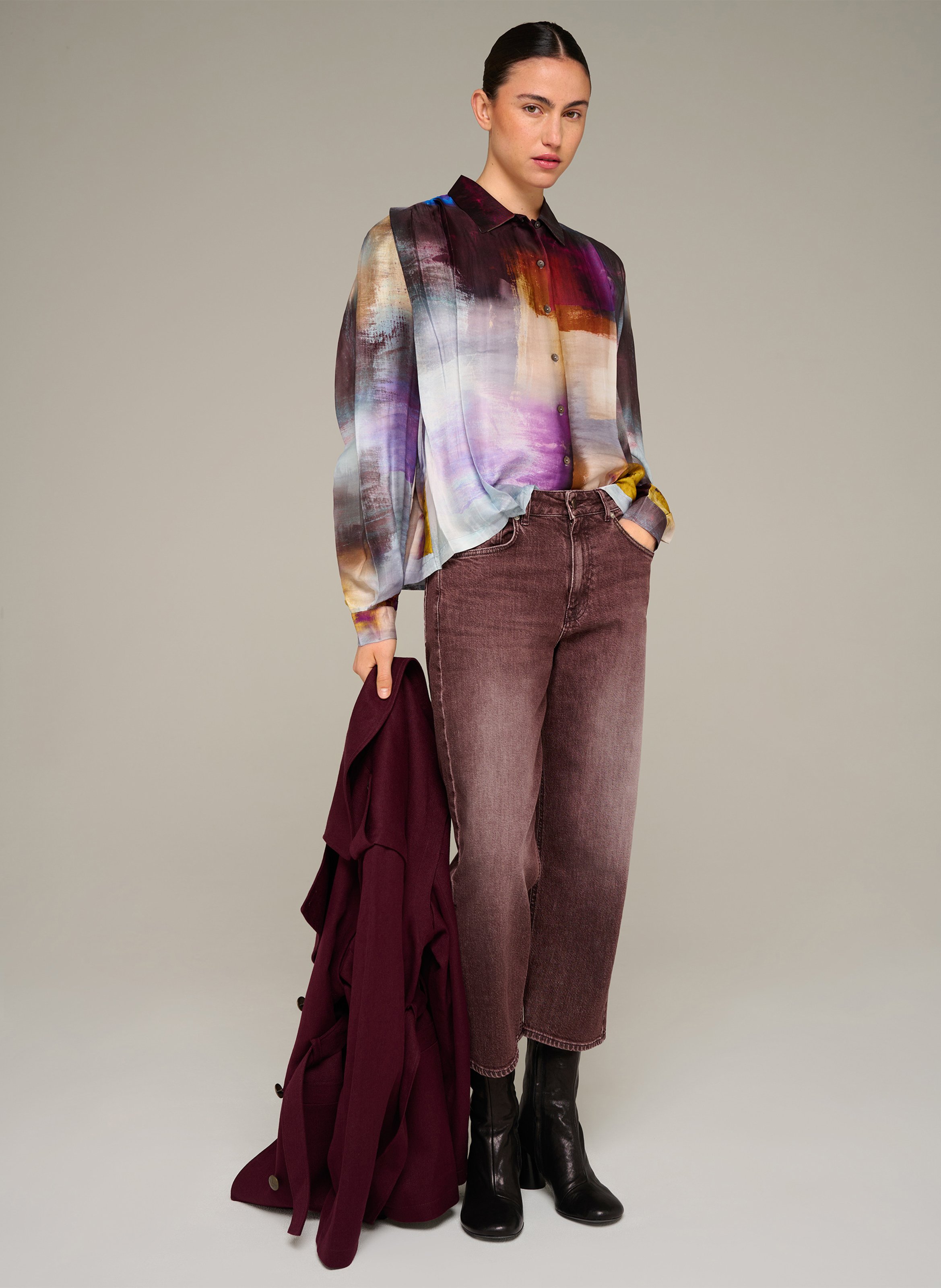 Oversized printed shirt with classic collar COTELAC Blue
