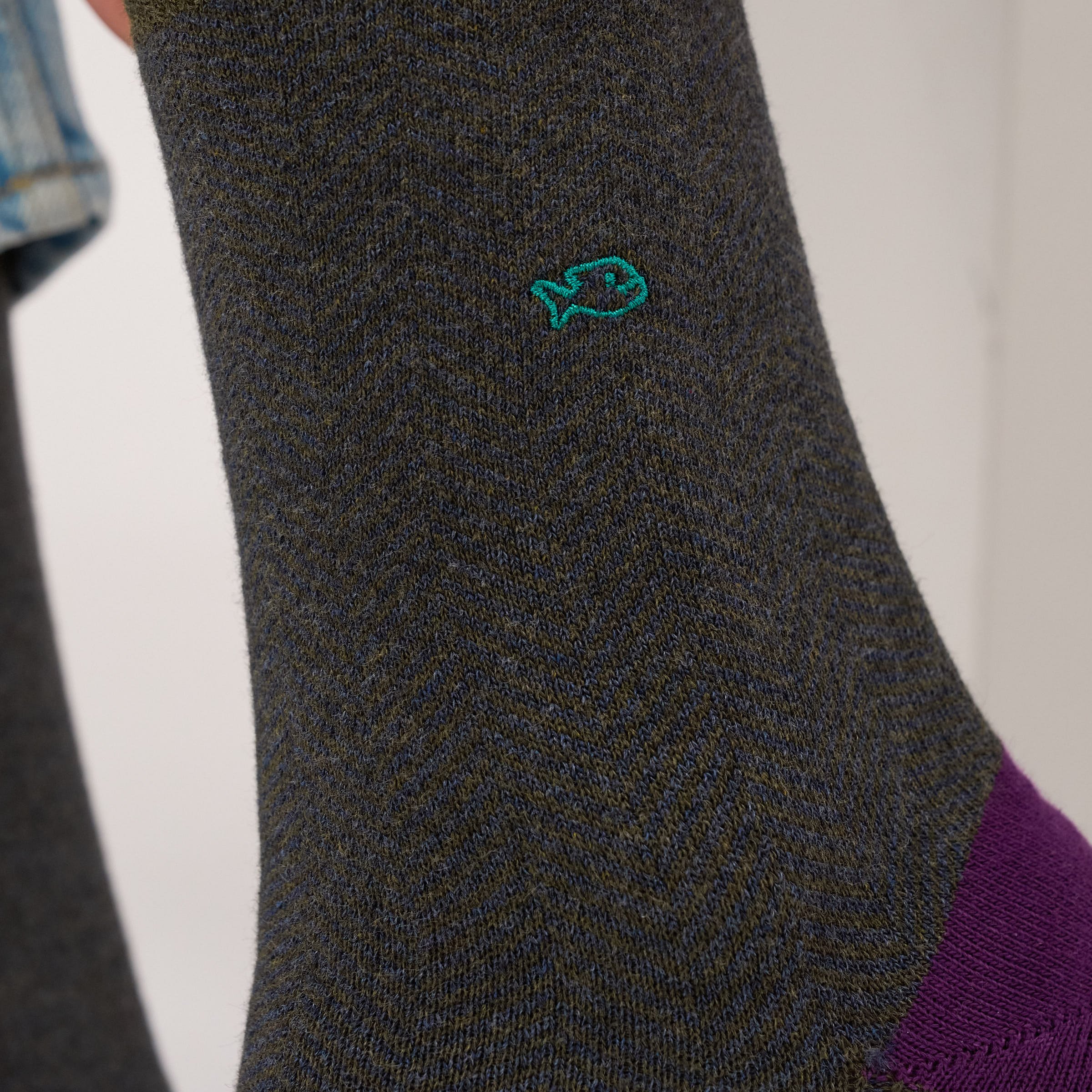 Combed cotton herringbone socks BILLYBELT Khaki