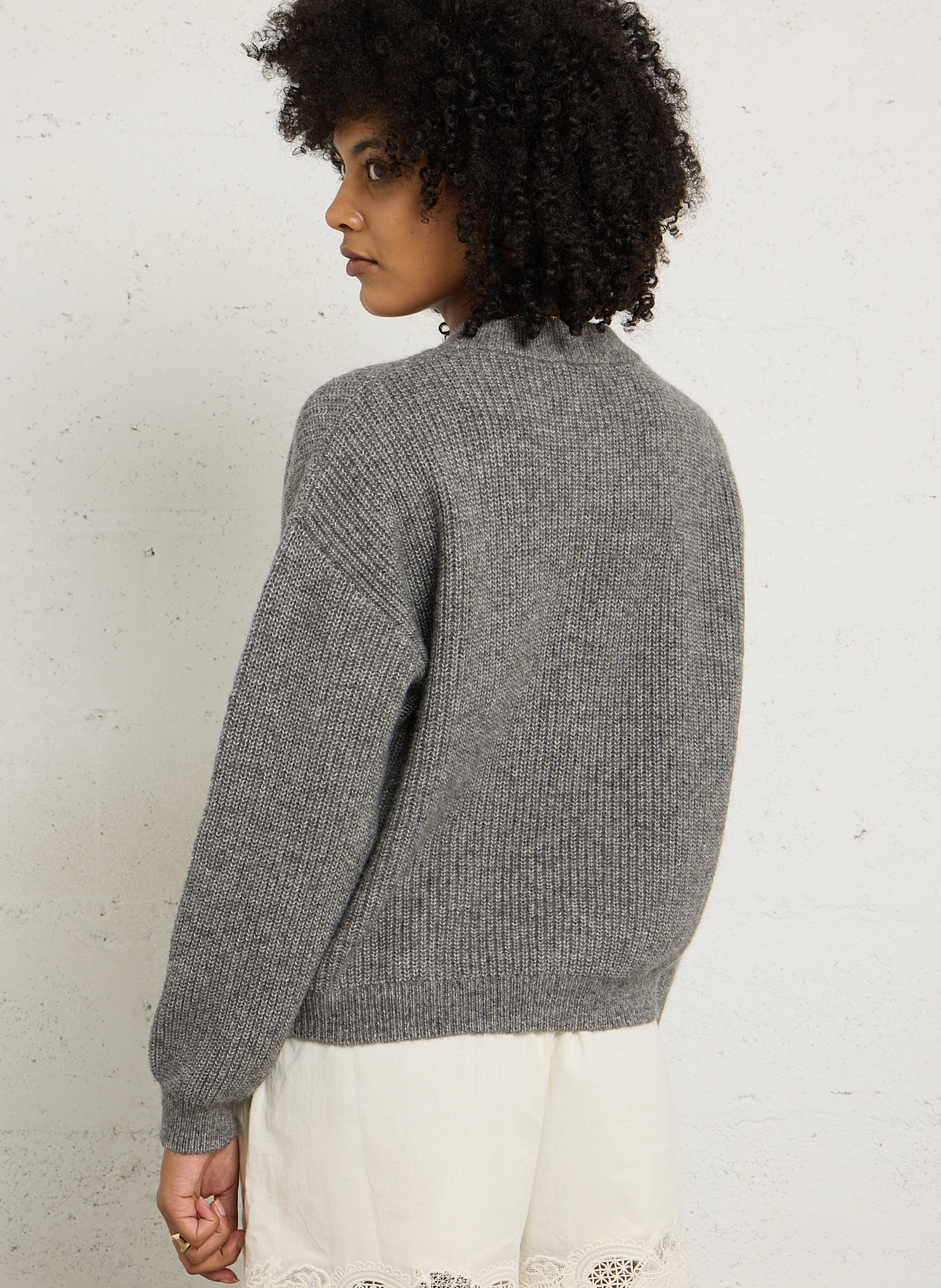 Cardigan droit en laine et coton JC SOPHIE Gris
