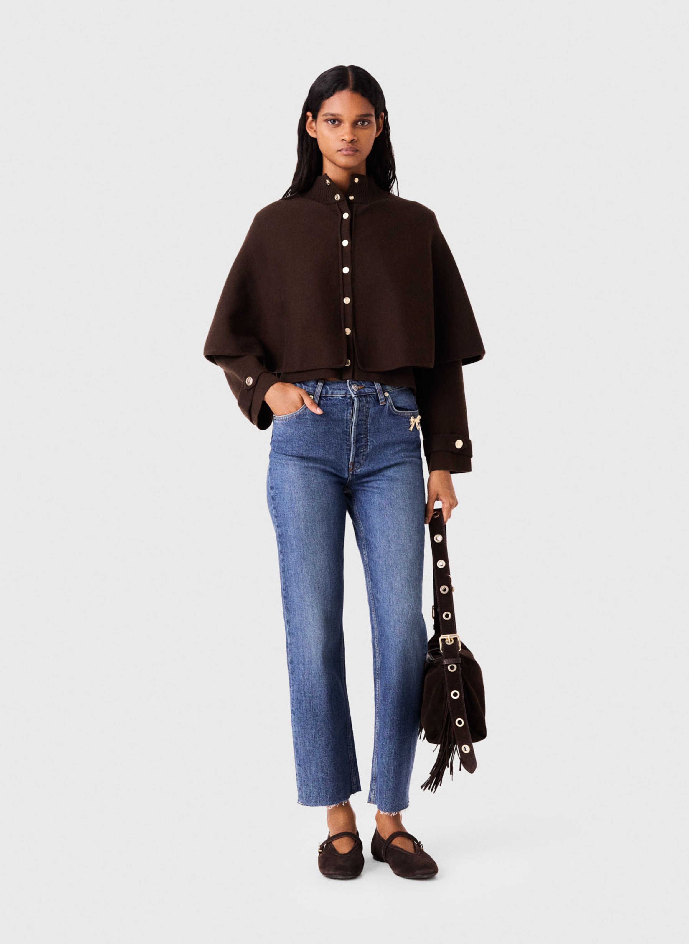 Oversized vest met opstaande kraag MAJE Bruin