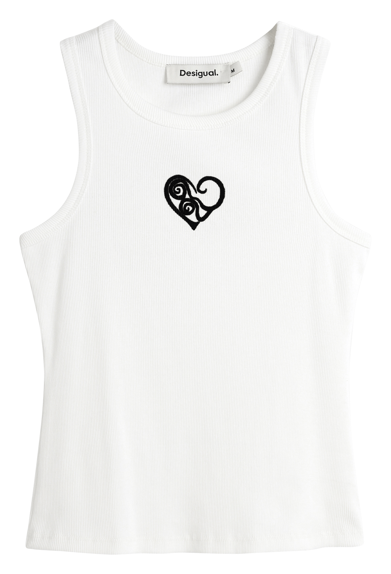 Eng anliegendes Tanktop mit Rundhalsausschnitt und bedrucktem Baumwollmischgewebe. DESIGUAL Weiss