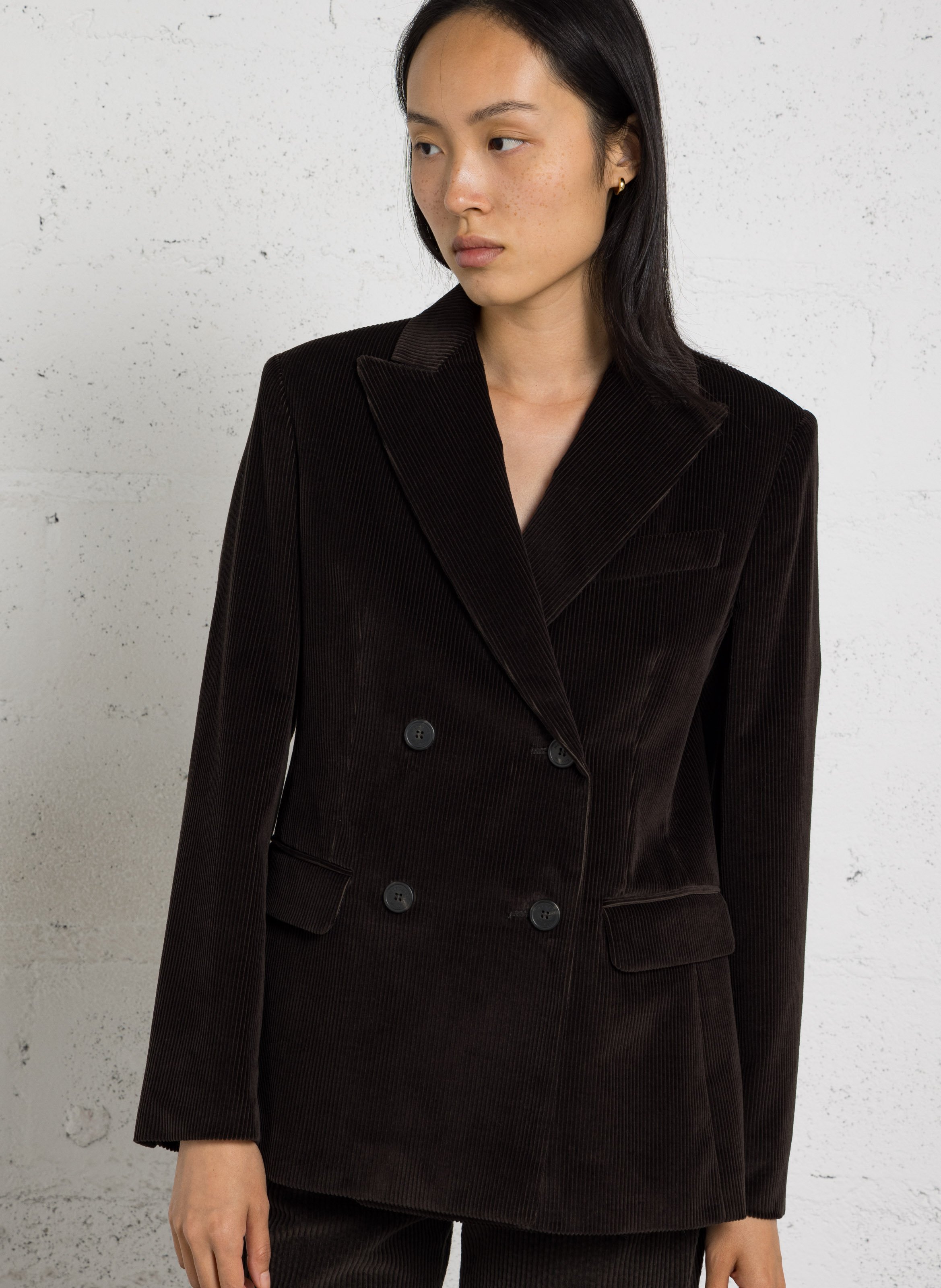 Veste de tailleur ajustée côtelée en coton MAX MARA WEEK END Marron