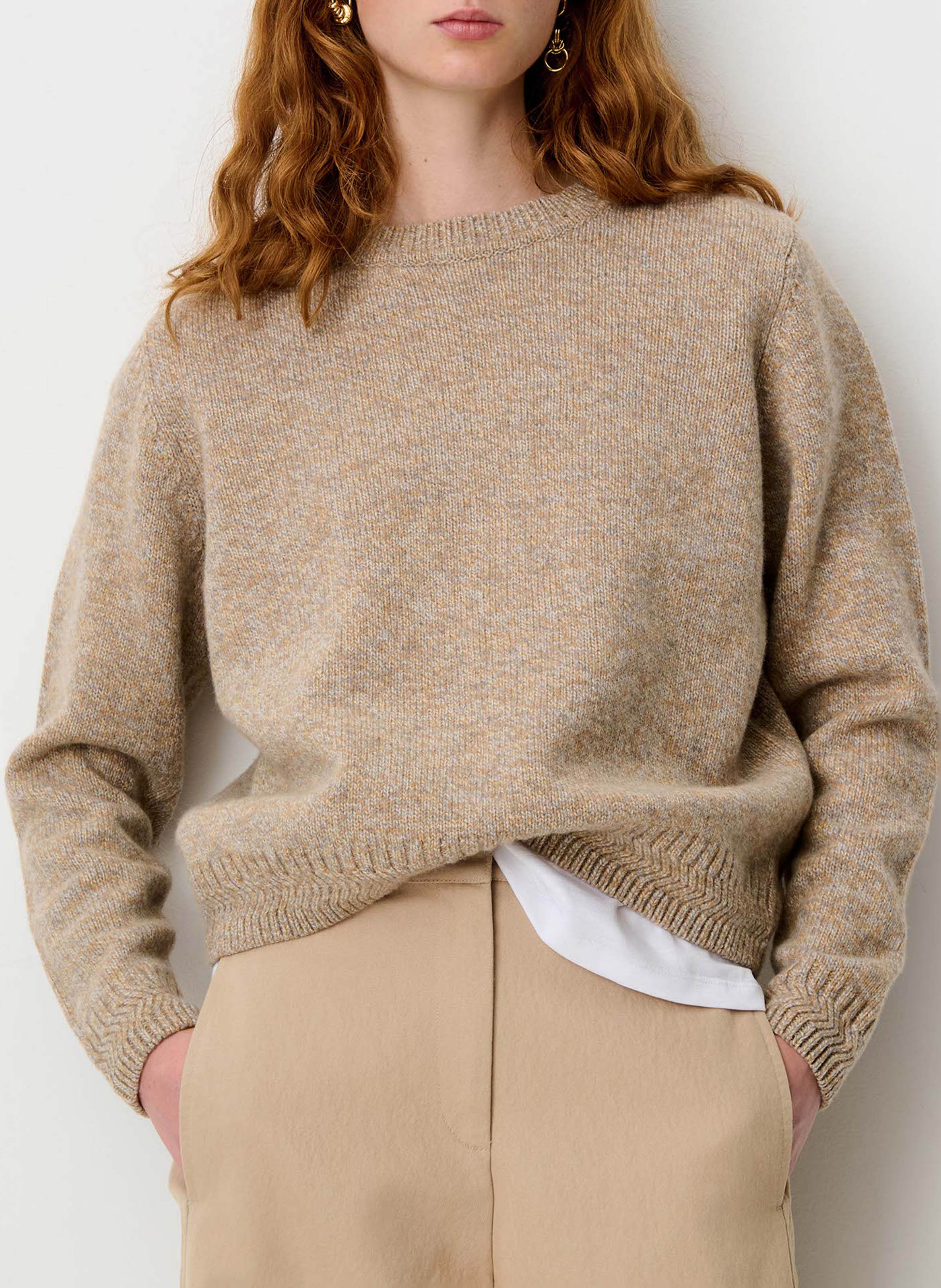 Straight-cut round-neck merino wool sweater SESSUN