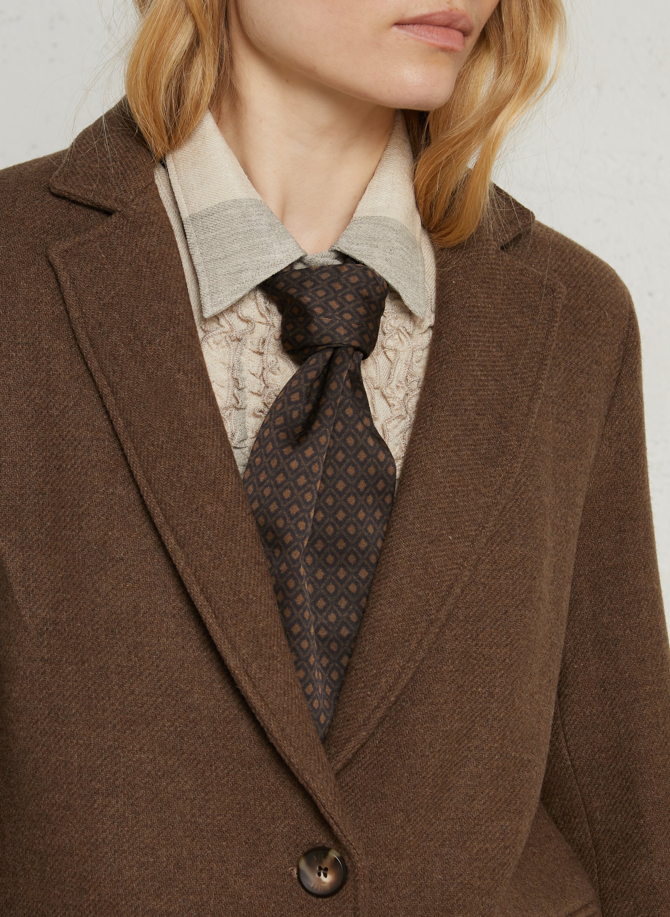 Fitted wool blend blazer DIEGA Brown