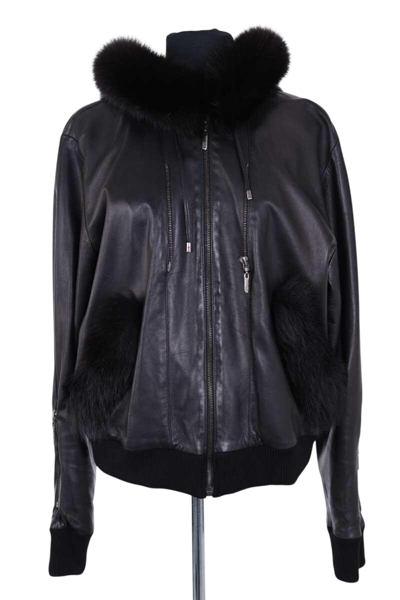 Regular-fit organic cotton jacket with sherpa collar JOHN GALLIANO - SECONDE MAIN Black
