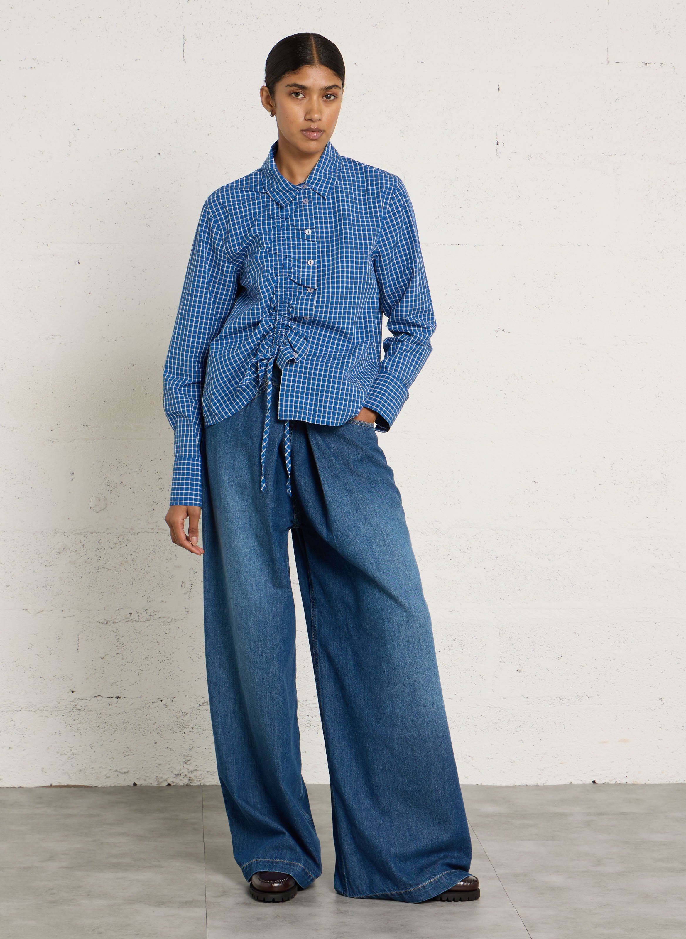 Cotton shirt with classic collar DAMSON MADDER Blue