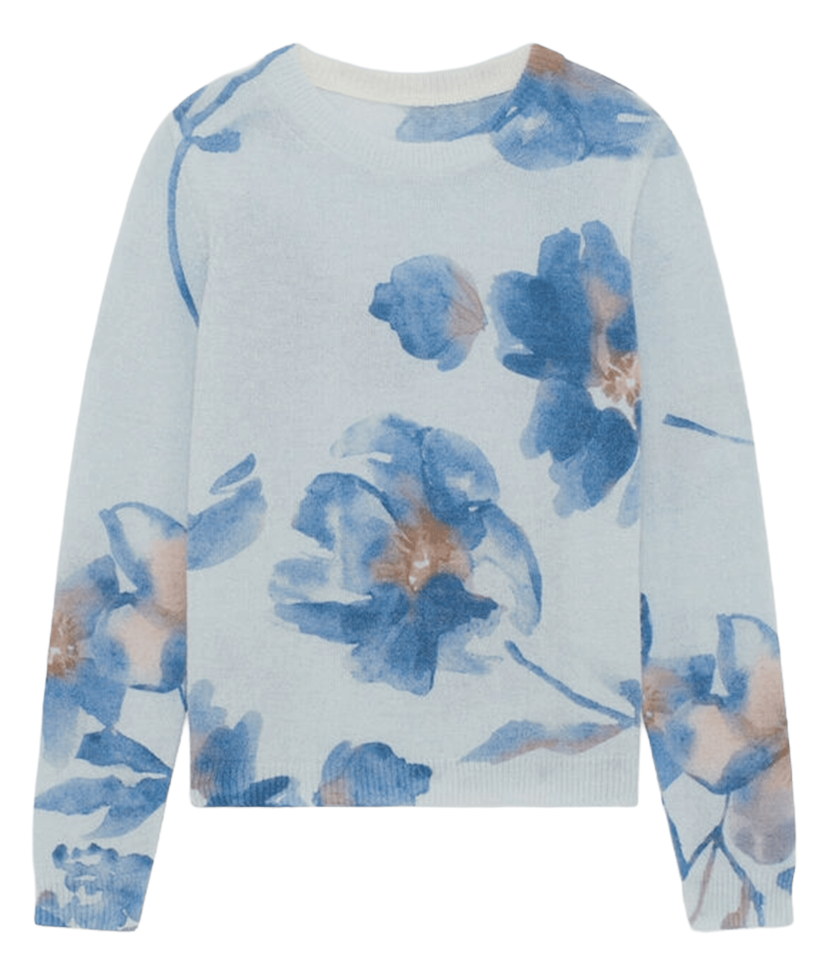 Pull col rond imprimé CAROLL Bleu
