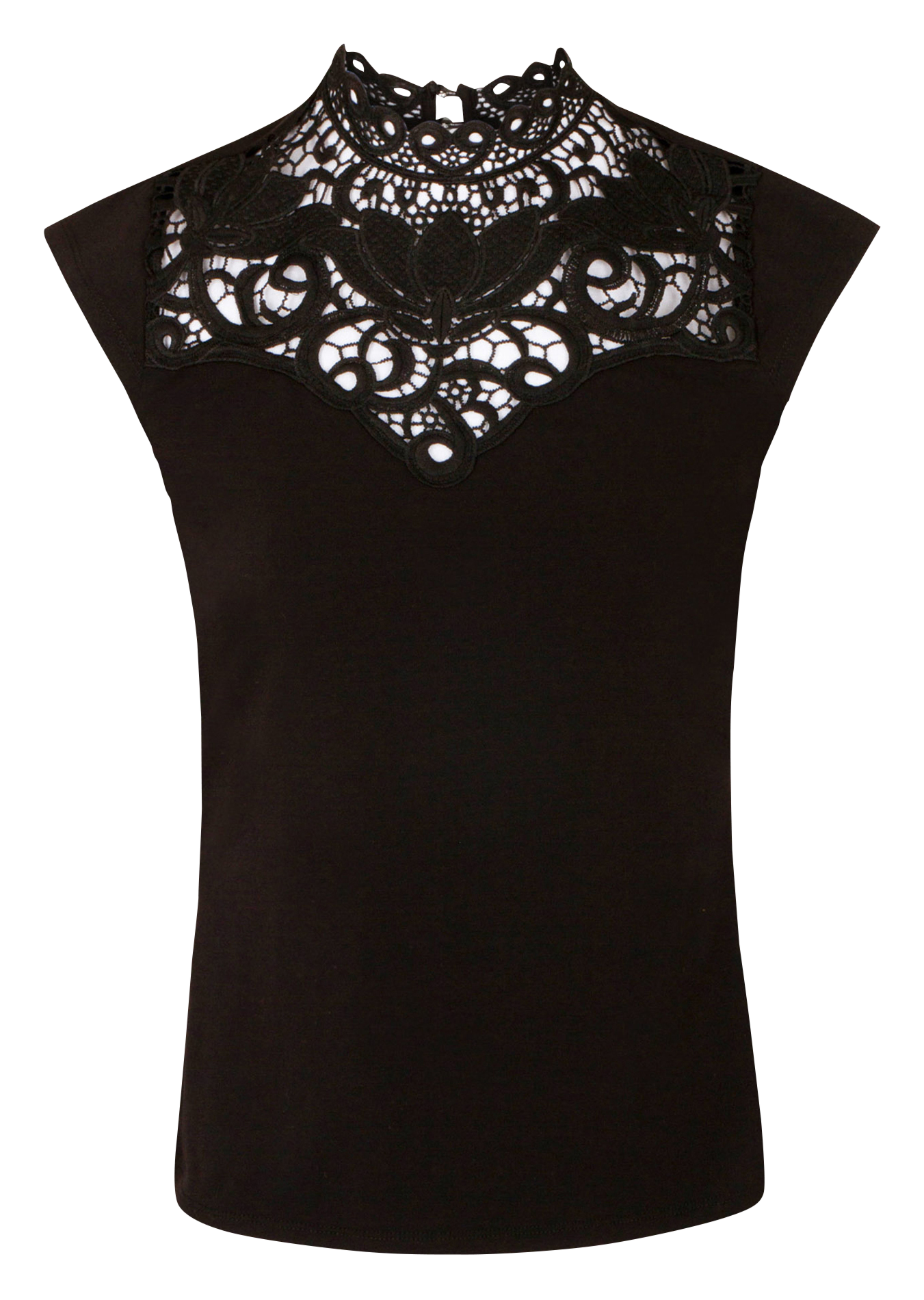 T-shirt manches col montant en coton mélangée MORGAN Noir