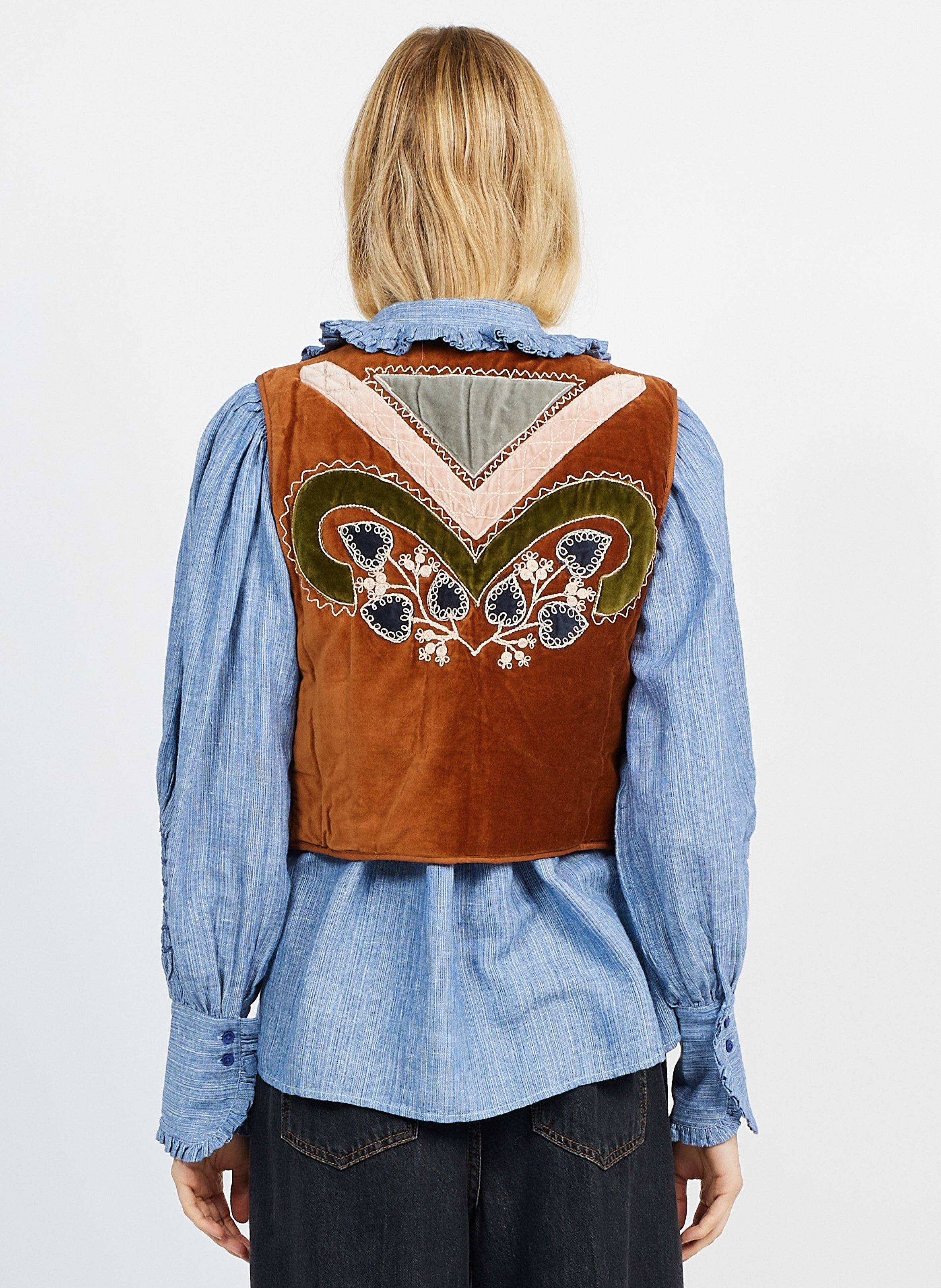 Short Embroidered Cotton Jacket Brown V De Vinster Women Place des
