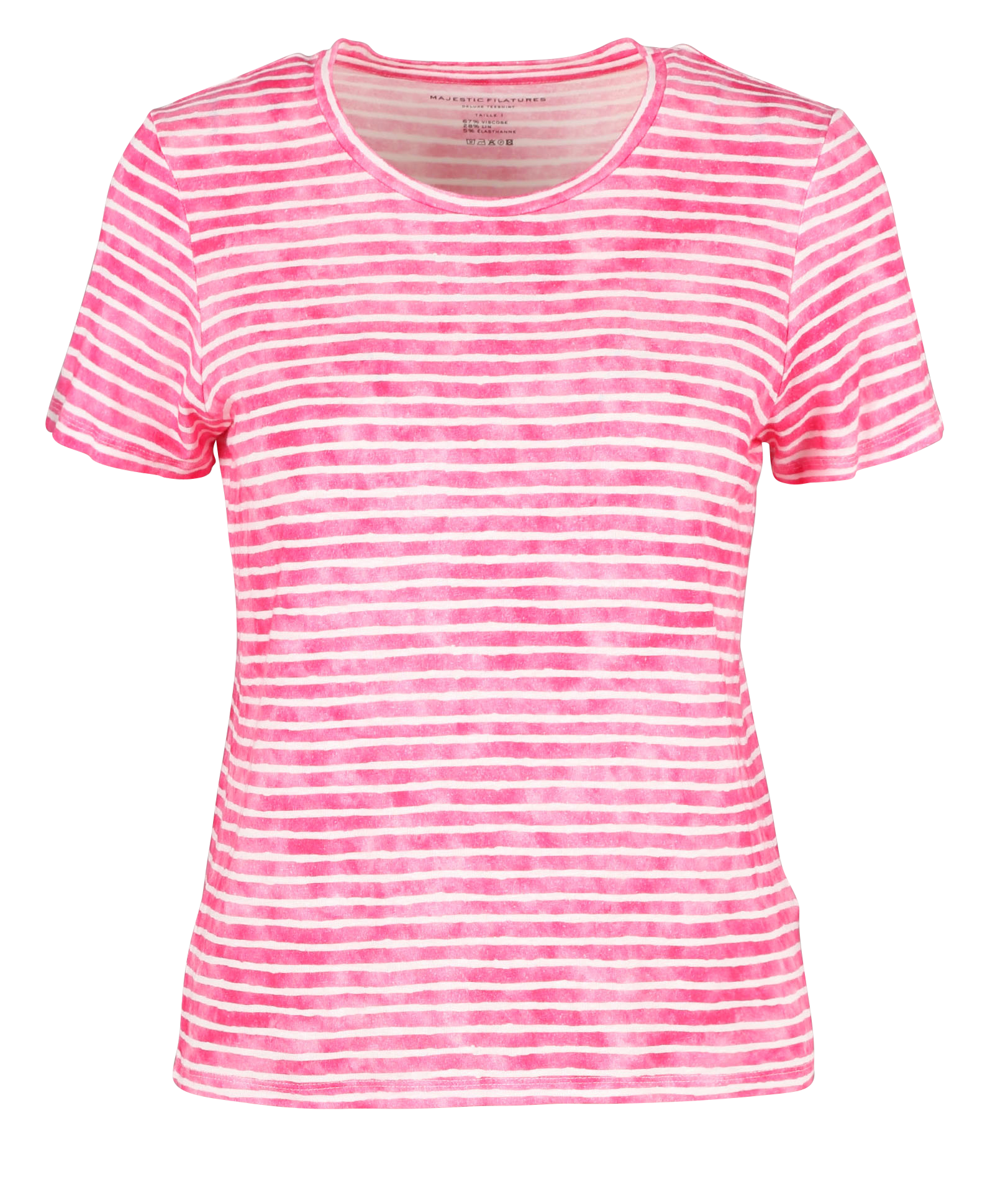 Tee-shirt col rond marinière MAJESTIC FILATURES Rose