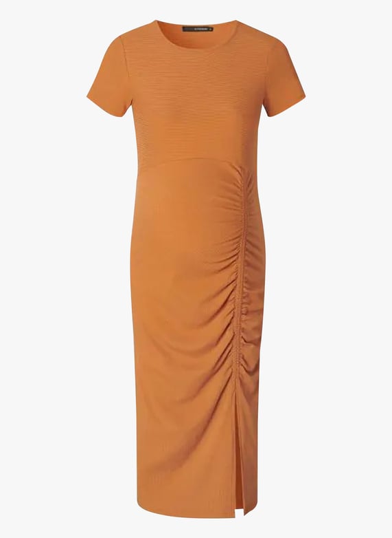 Halflange jurk met ronde hals en fronsjes Almond Supermom Dames