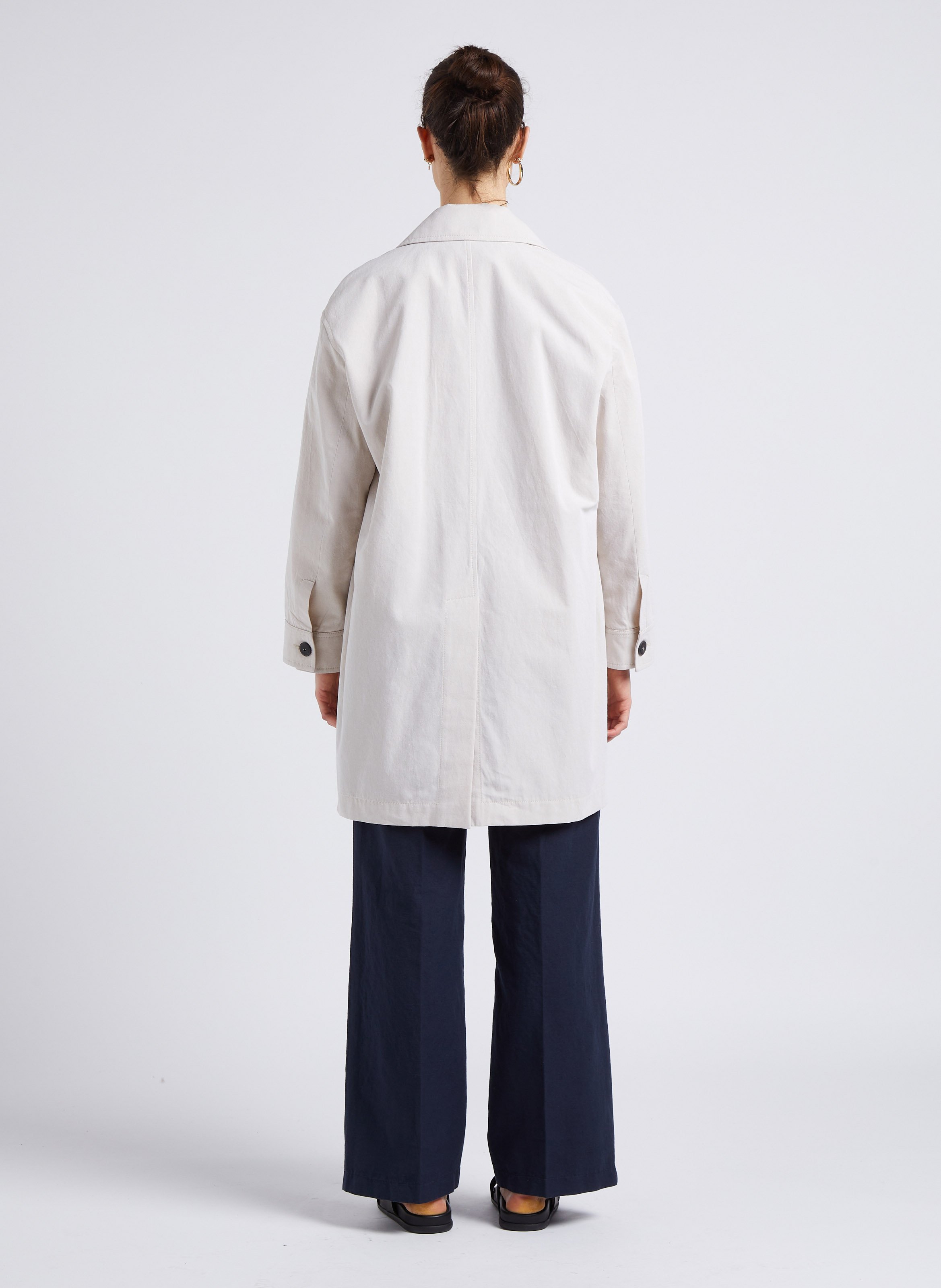 Oversize-Mantel aus Baumwoll-Mix mit Reverskragen POMANDERE Weiss