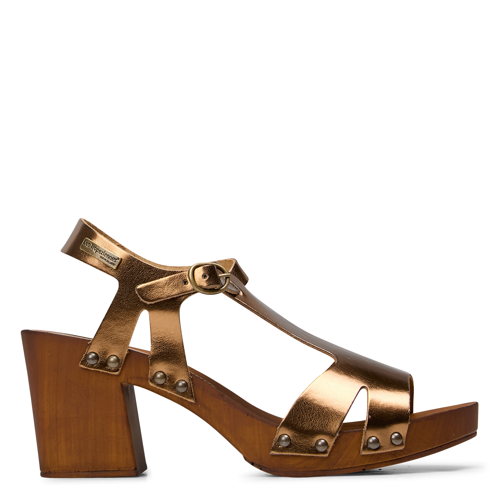 Sandales à talon en cuir métallisé LES TROPEZIENNES PAR M.BELARBI