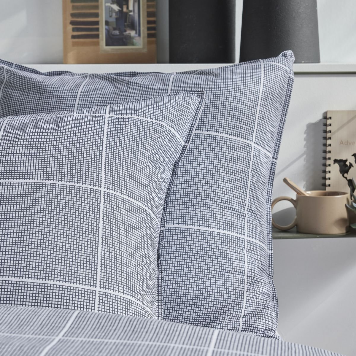 Zippered cotton printed bedding set TODAY LINGE DE MAISON Grey