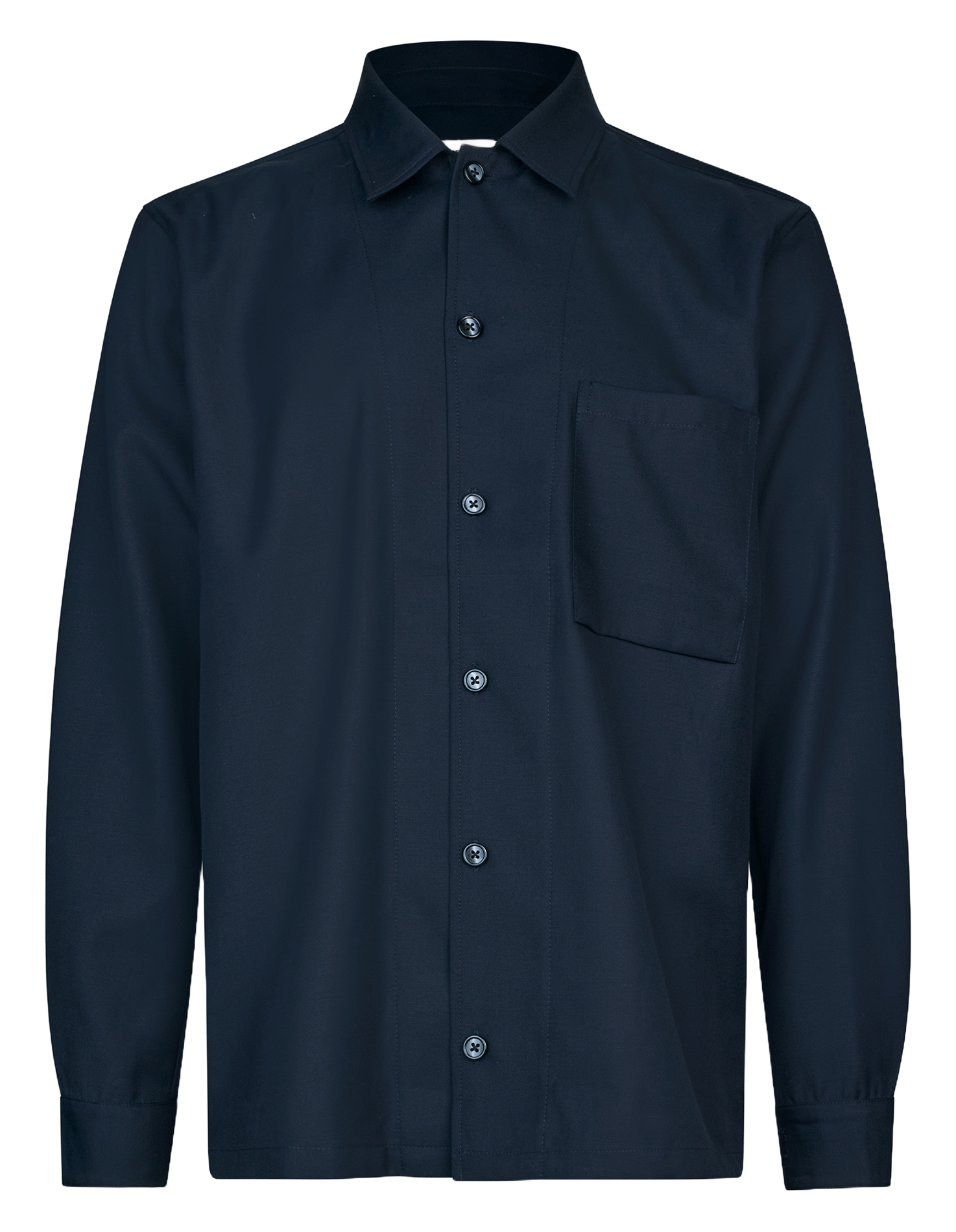 Overhemd met klassieke kraag van biologisch katoen en linnenmix SAMSOE SAMSOE Blauw