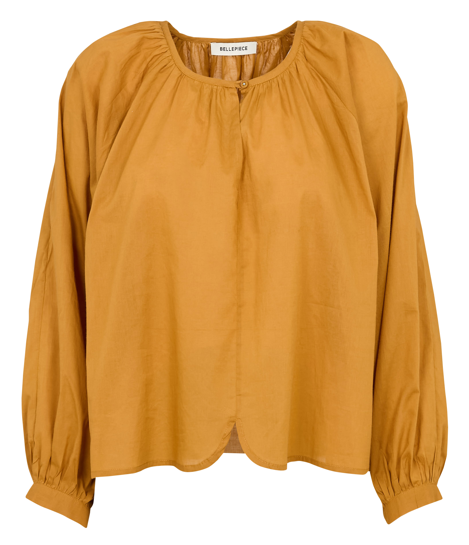 Katoenen blouse met ronde hals BELLEPIECE Bruin