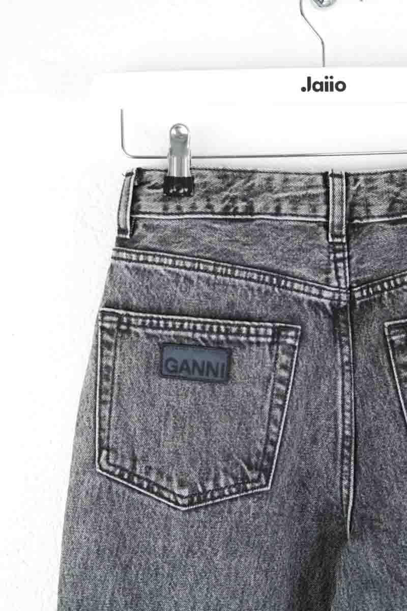 Wide leg cotton jeans GANNI - Seconde Main Black