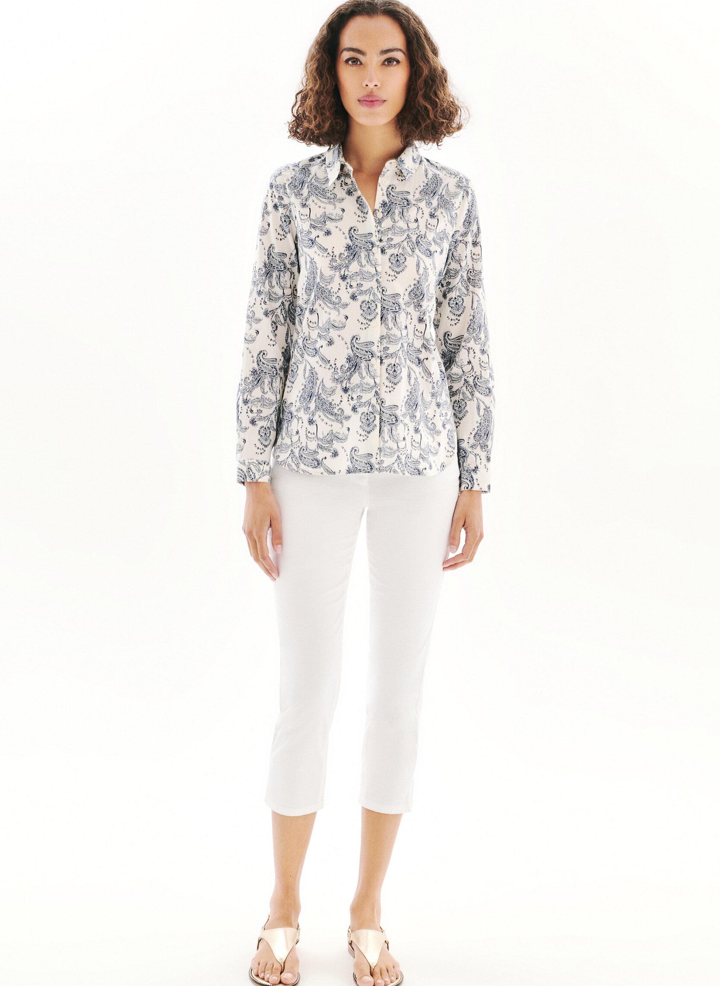 Chemise col classique imprimée CAROLL Beige