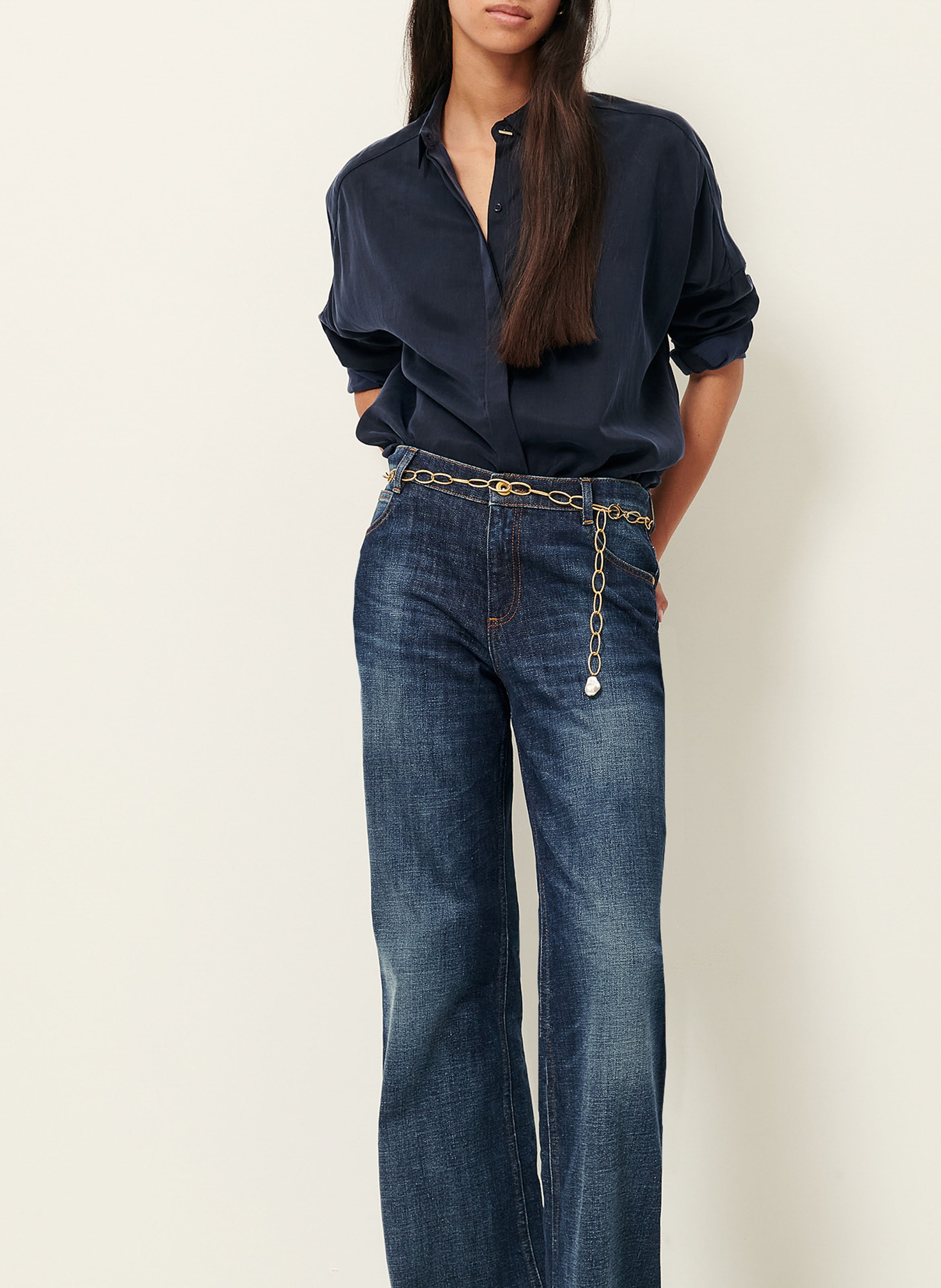 Chemise col classique satinée  SESSUN Bleu