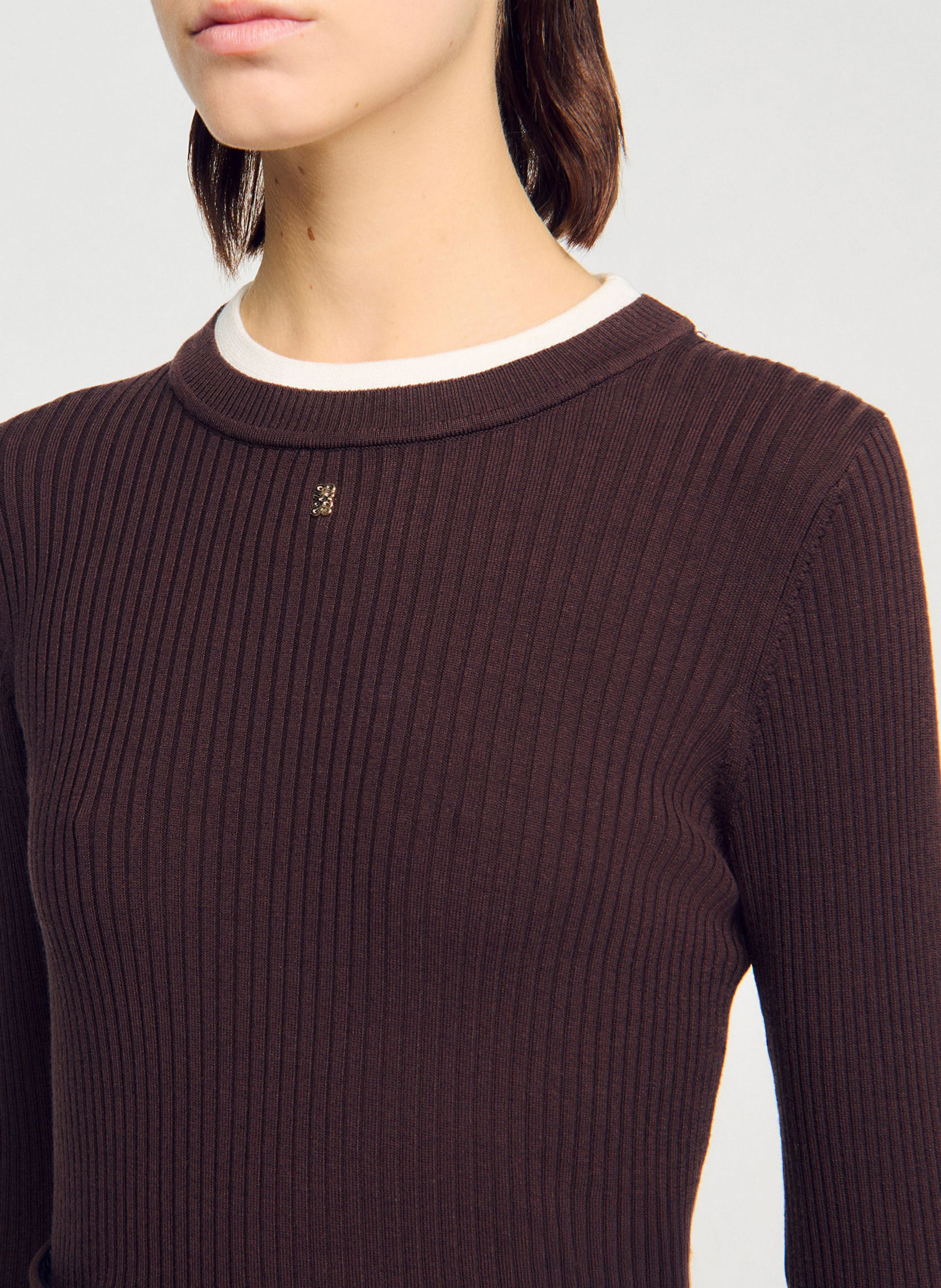 Pull col rond SANDRO Marron