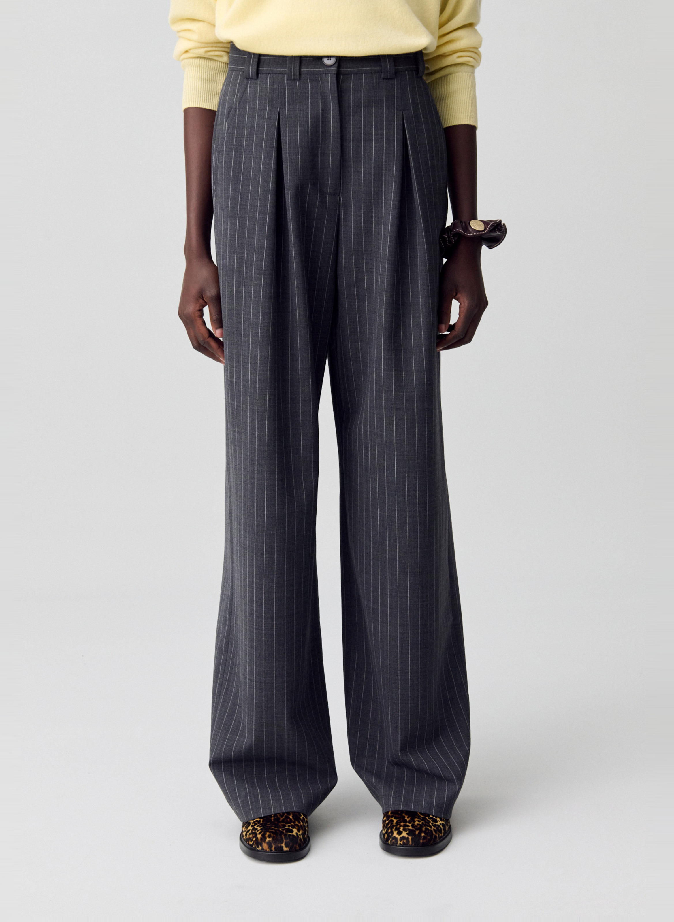 Pantalon large rayé CLAUDIE PIERLOT Gris