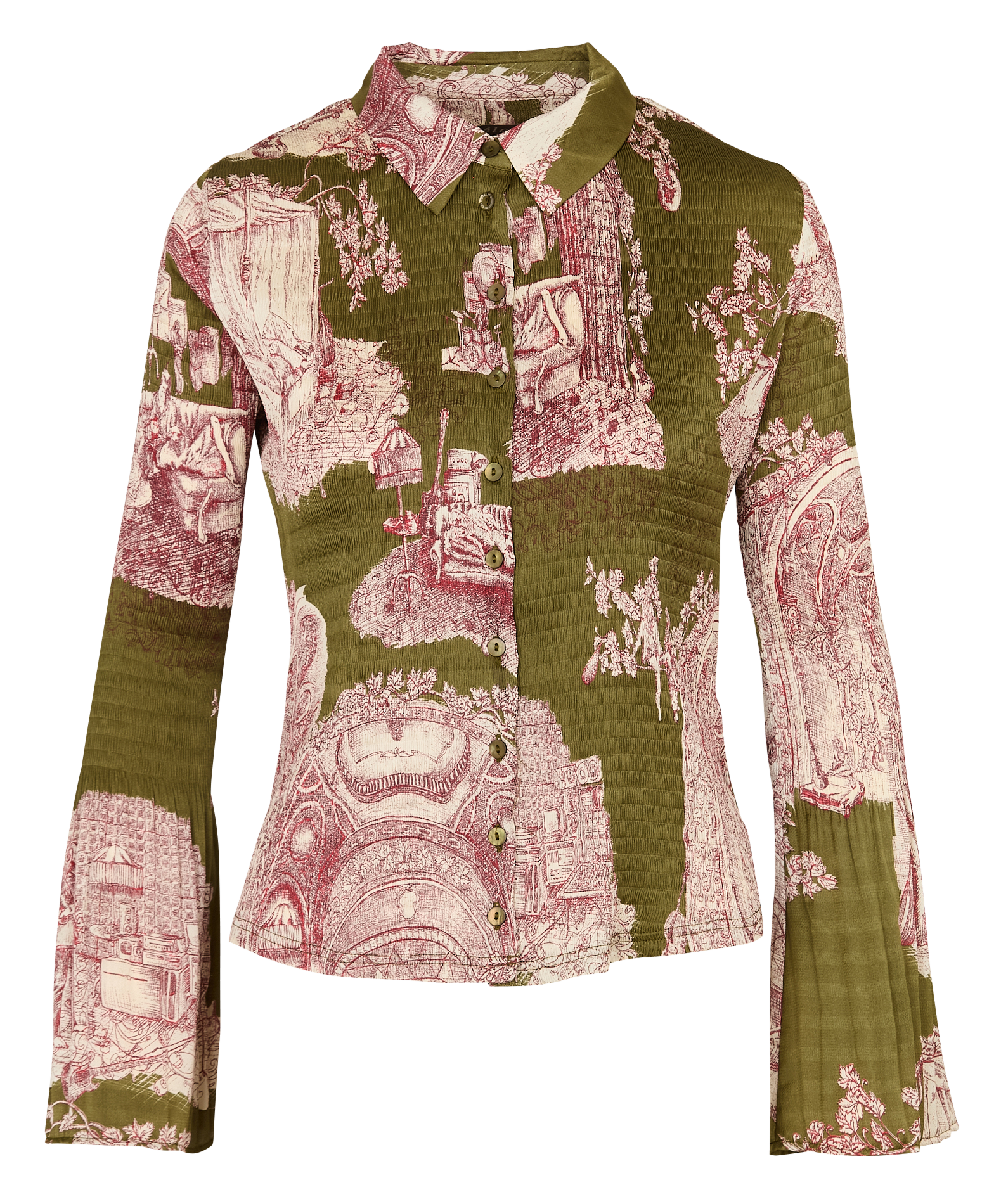 Chemise cintrée à motifs COTELAC Vert