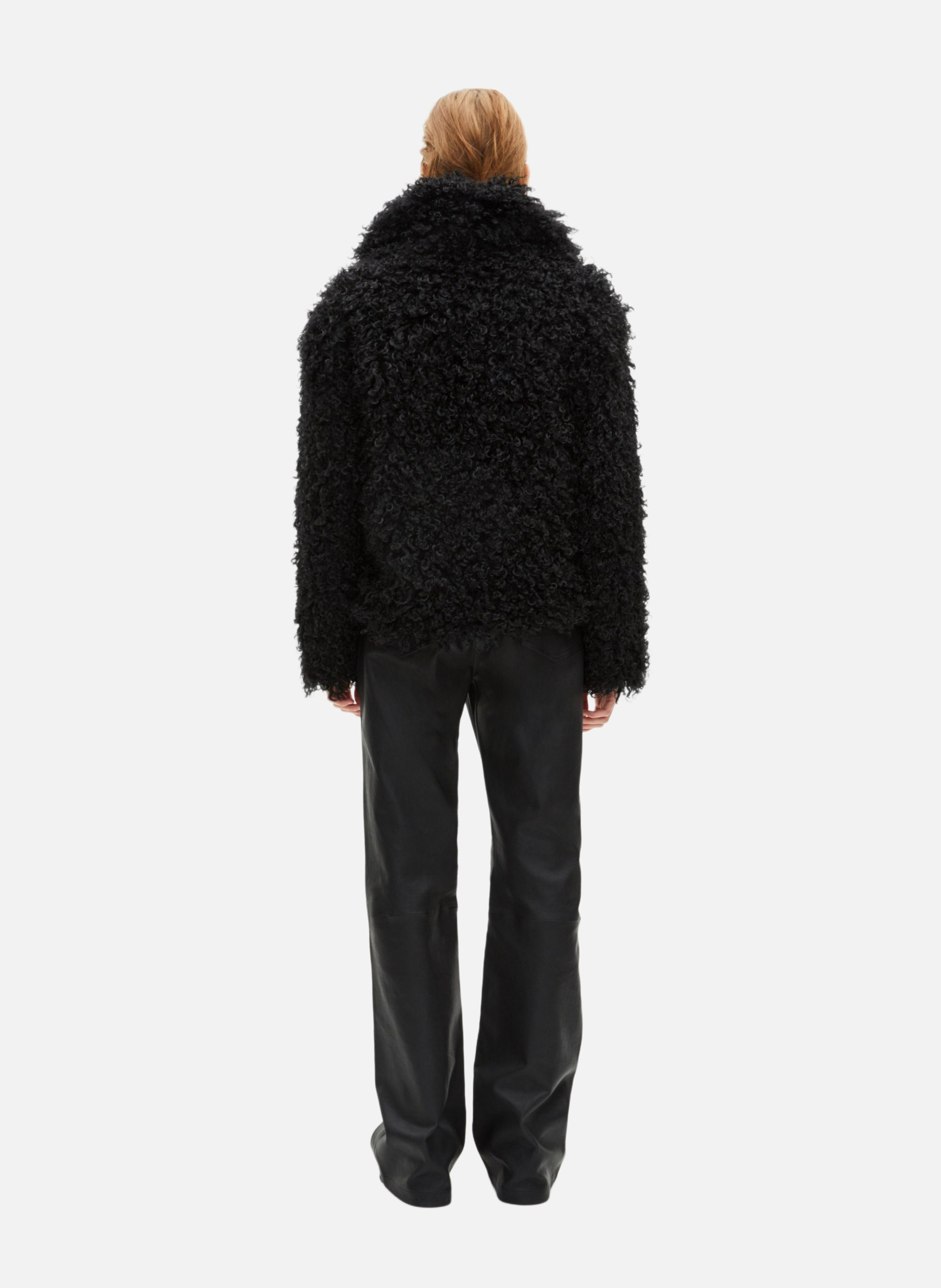 Fur-effect coat Black