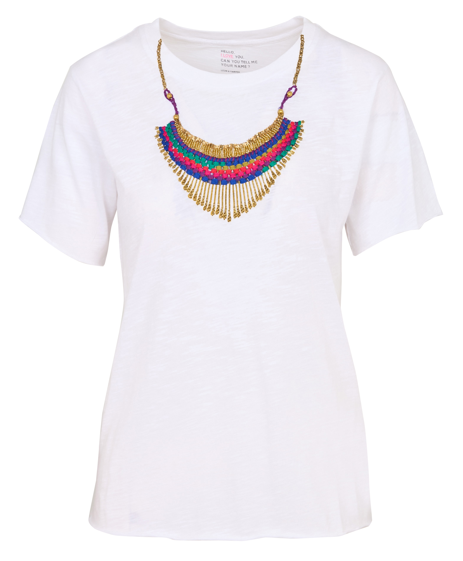 T-shirt van biokatoen met ronde hals LEON & HARPER Wit