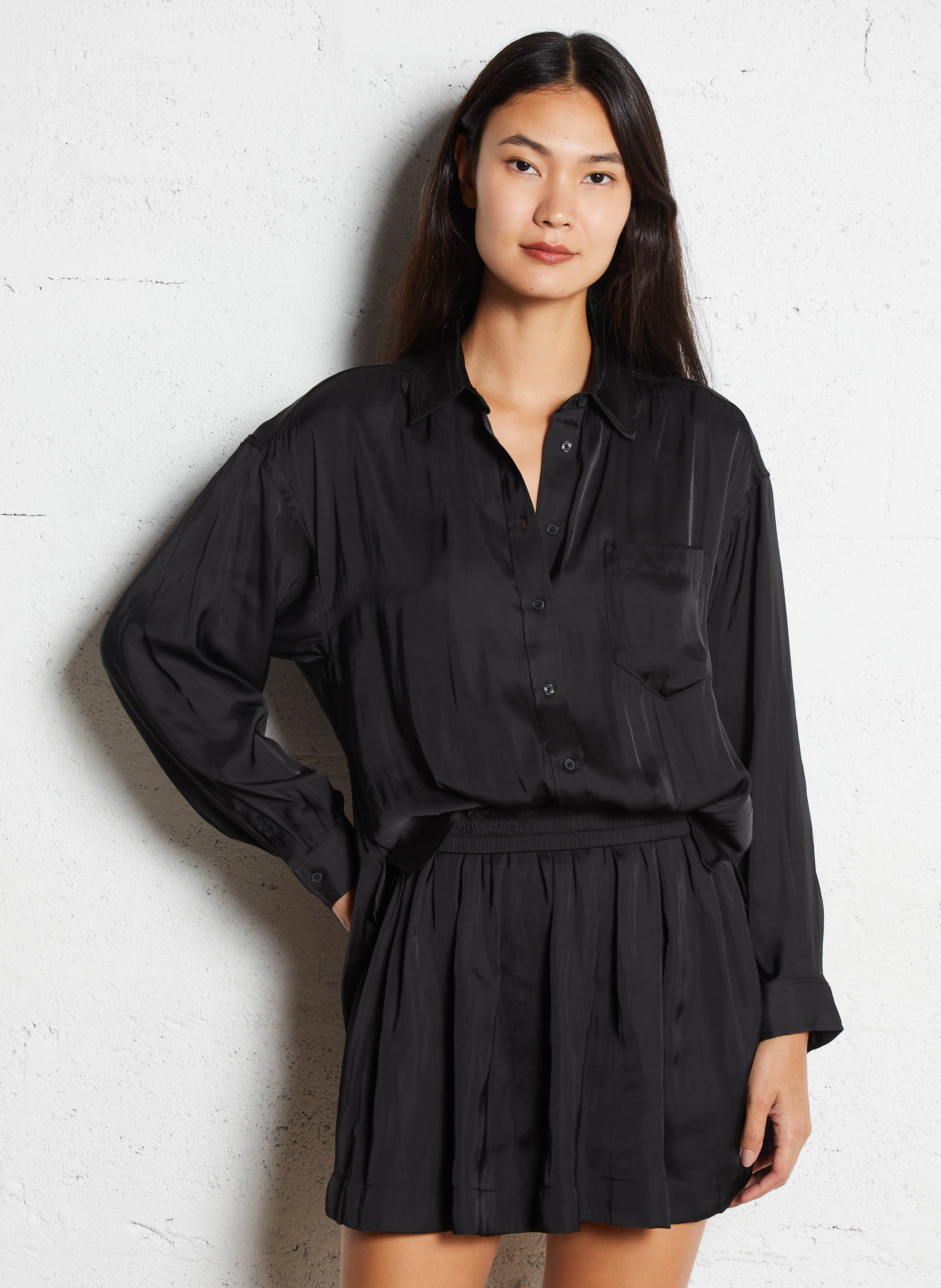 Short satin dress IKKS Black