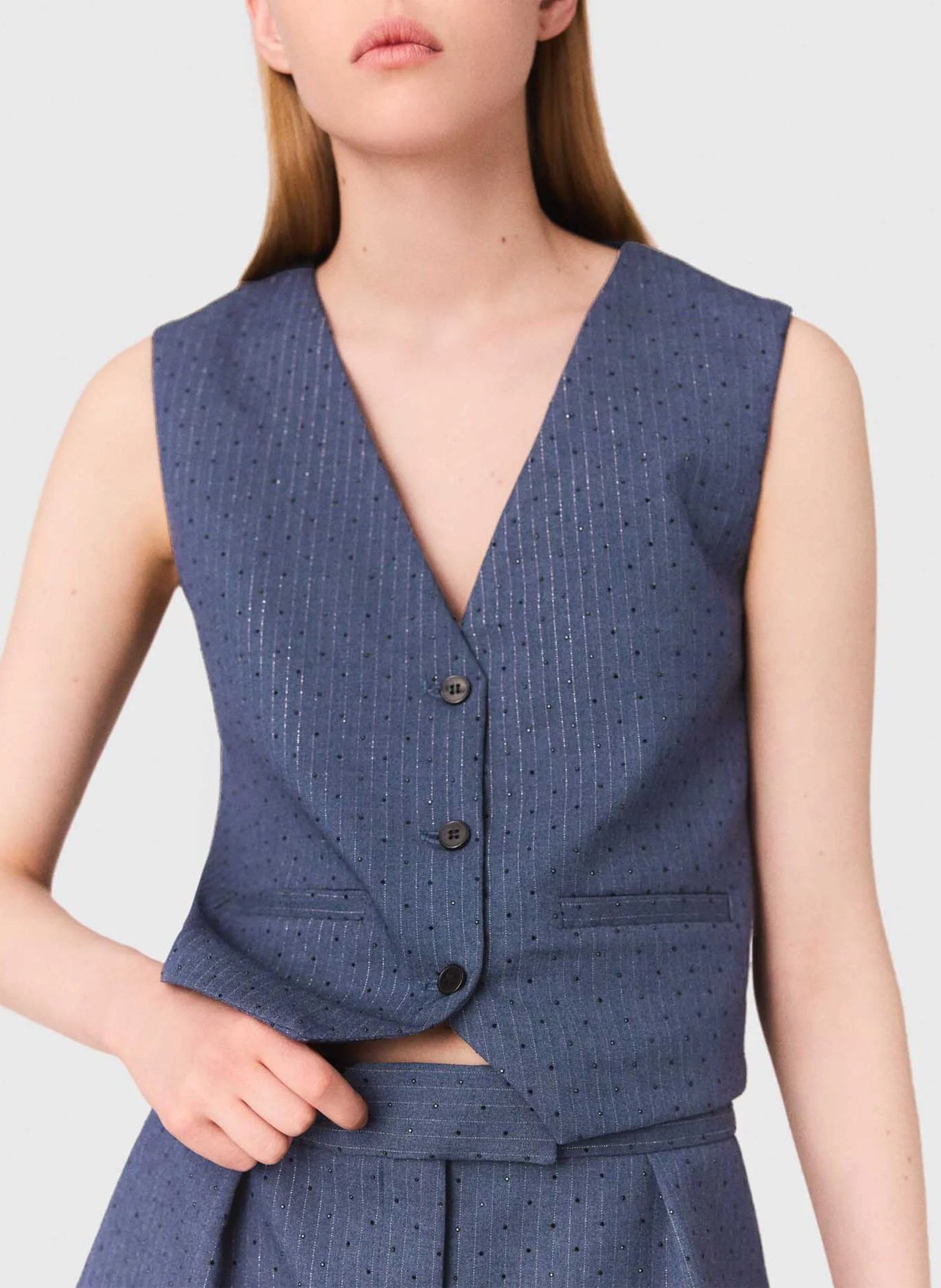 Gilet ajusté à fines rayures MAJE