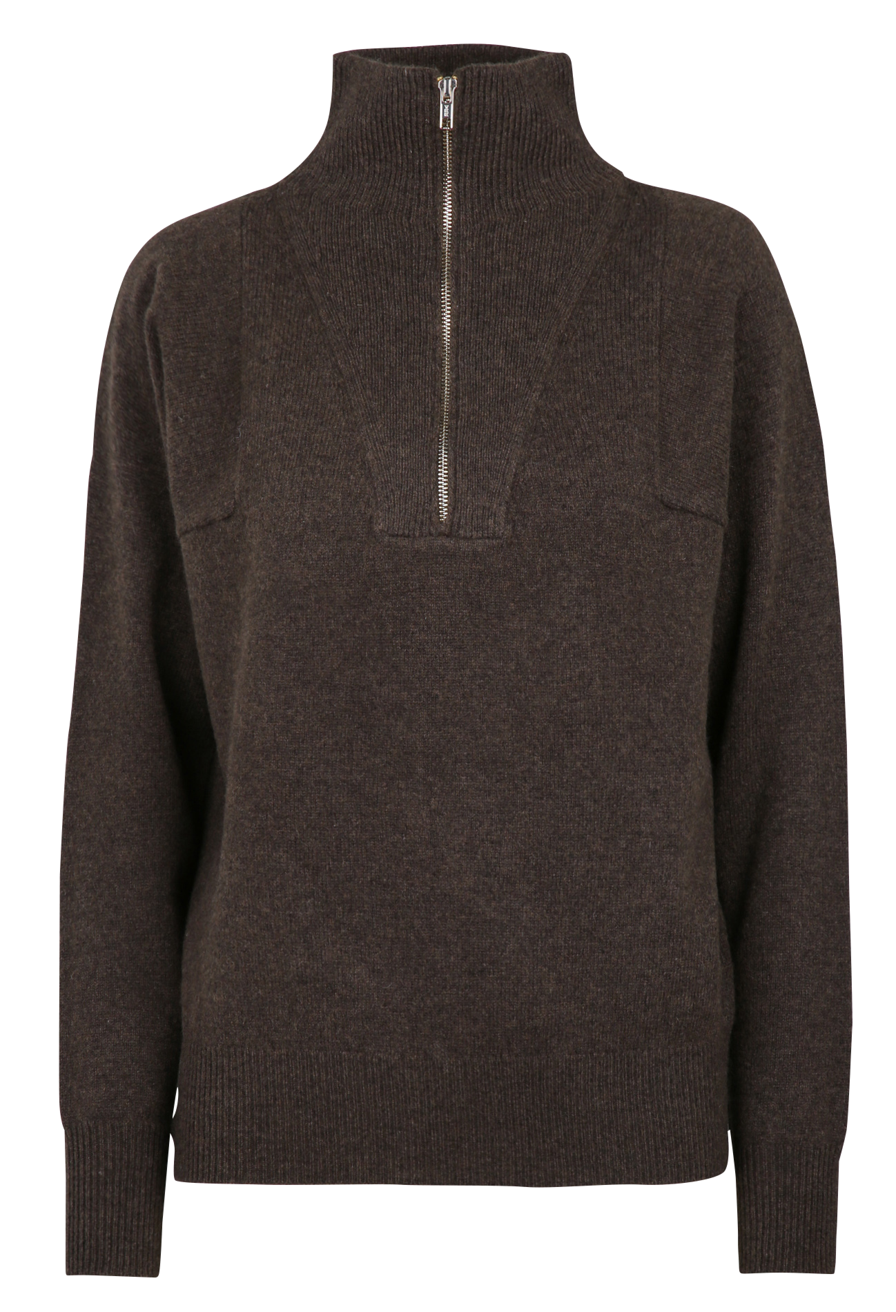 Pull oversize col montant zippé en laine MAISON 123 Marron