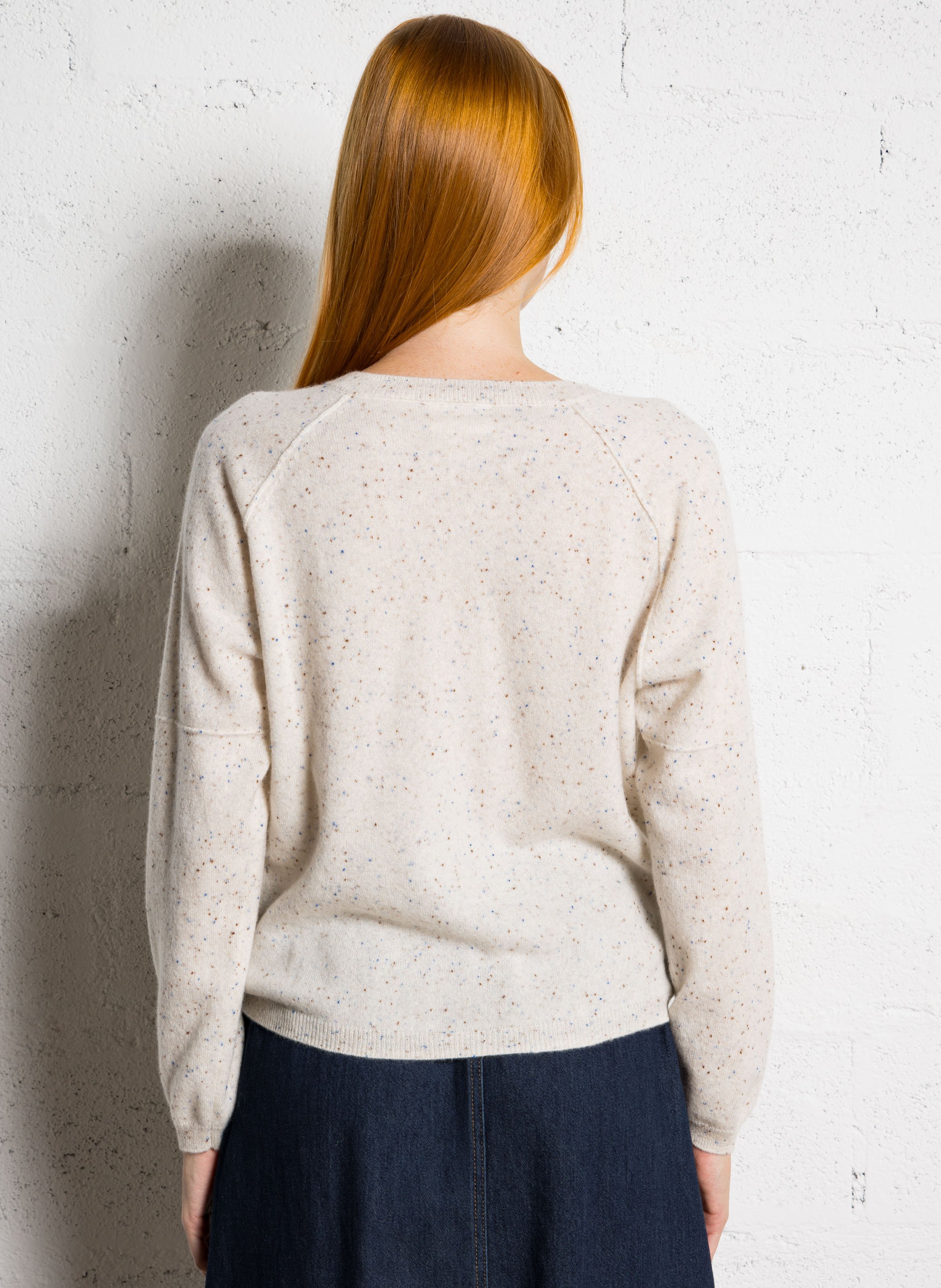 Cardigan moucheté en cachemire MAISON 123 Blanc