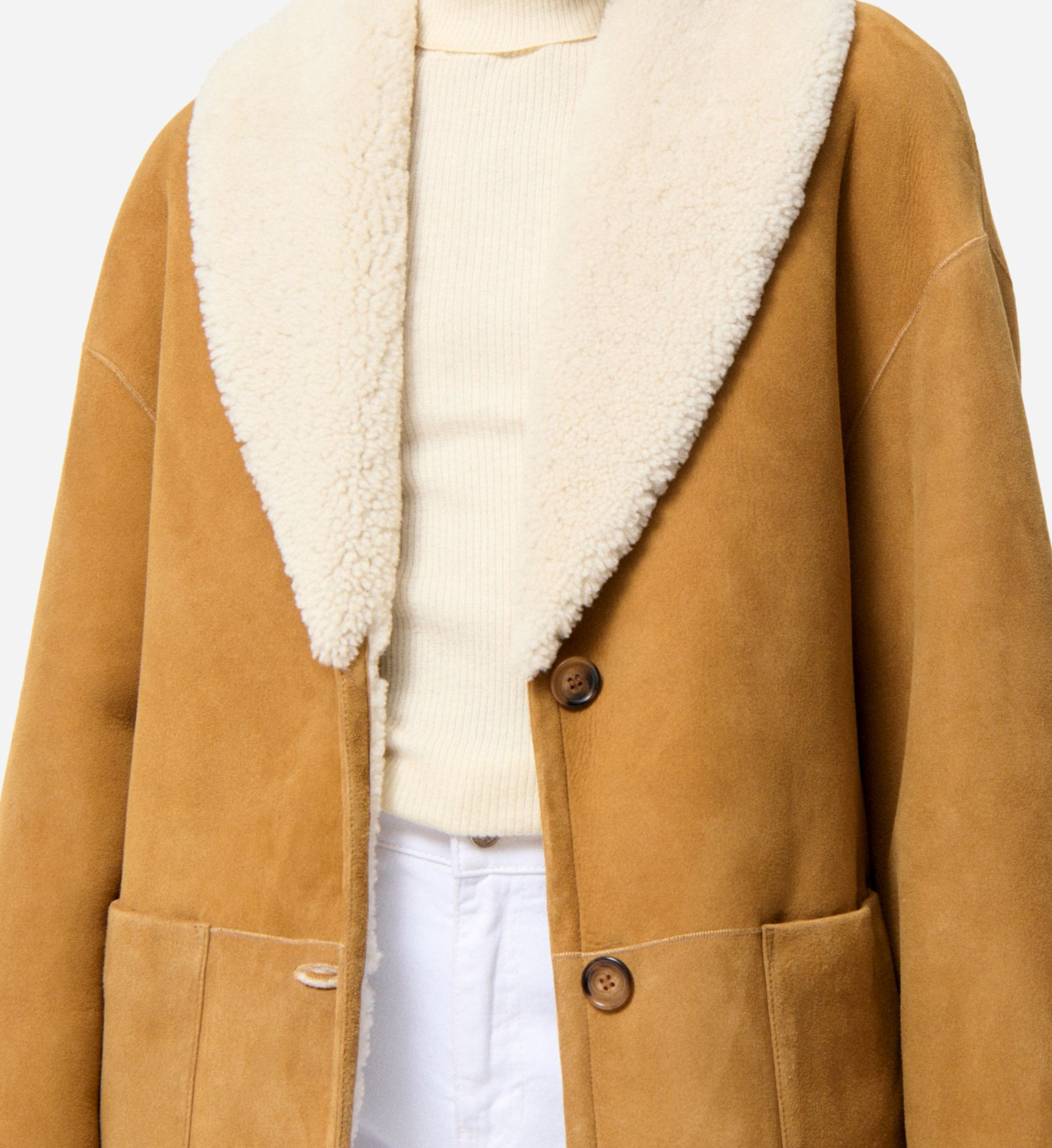 Leather jacket with shawl collar VANESSA BRUNO Brown